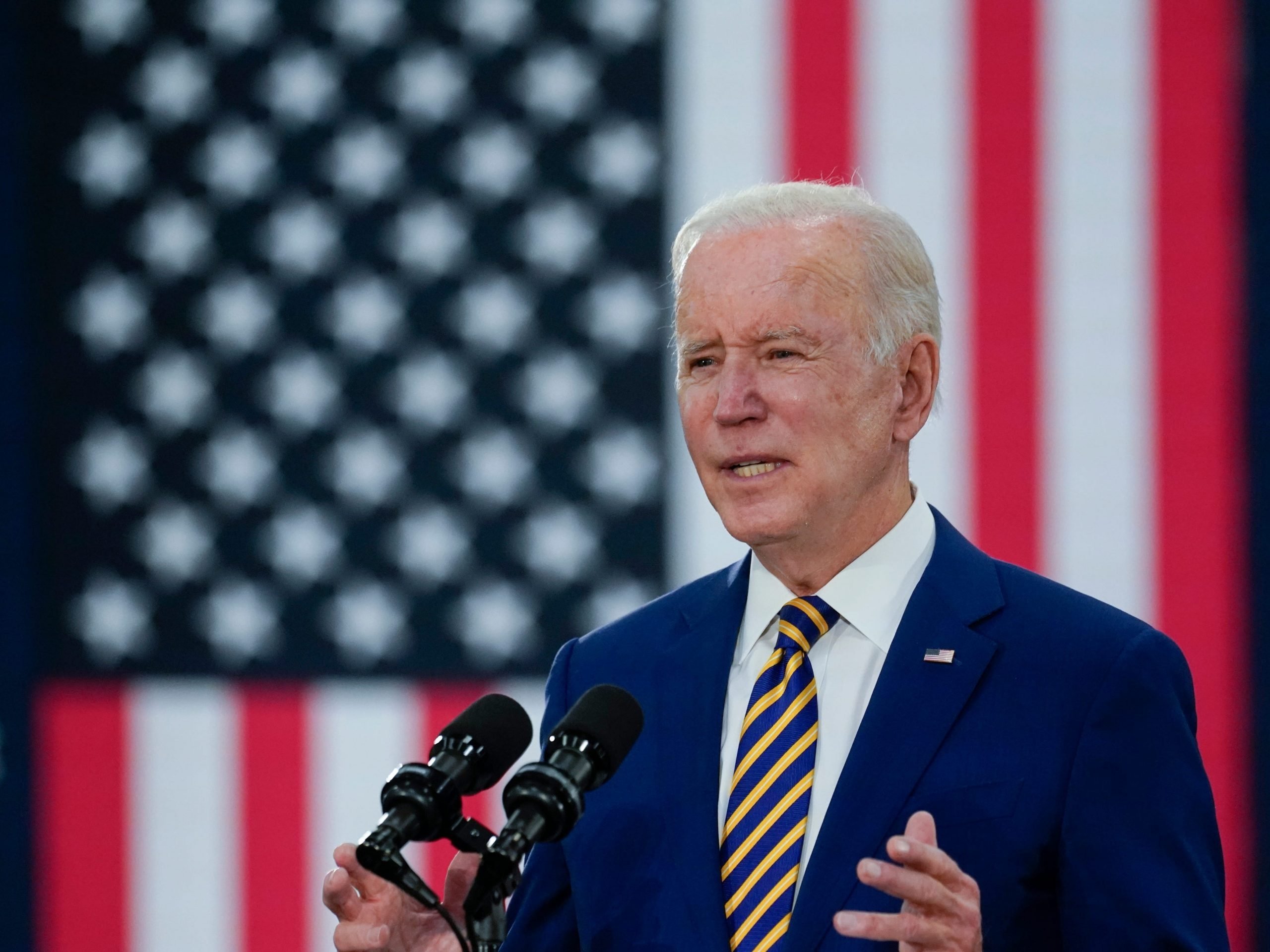 President Joe Biden speaks at Dakota County Technical College, in Rosemount, Minn., Tuesday, Nov. 30, 2021.