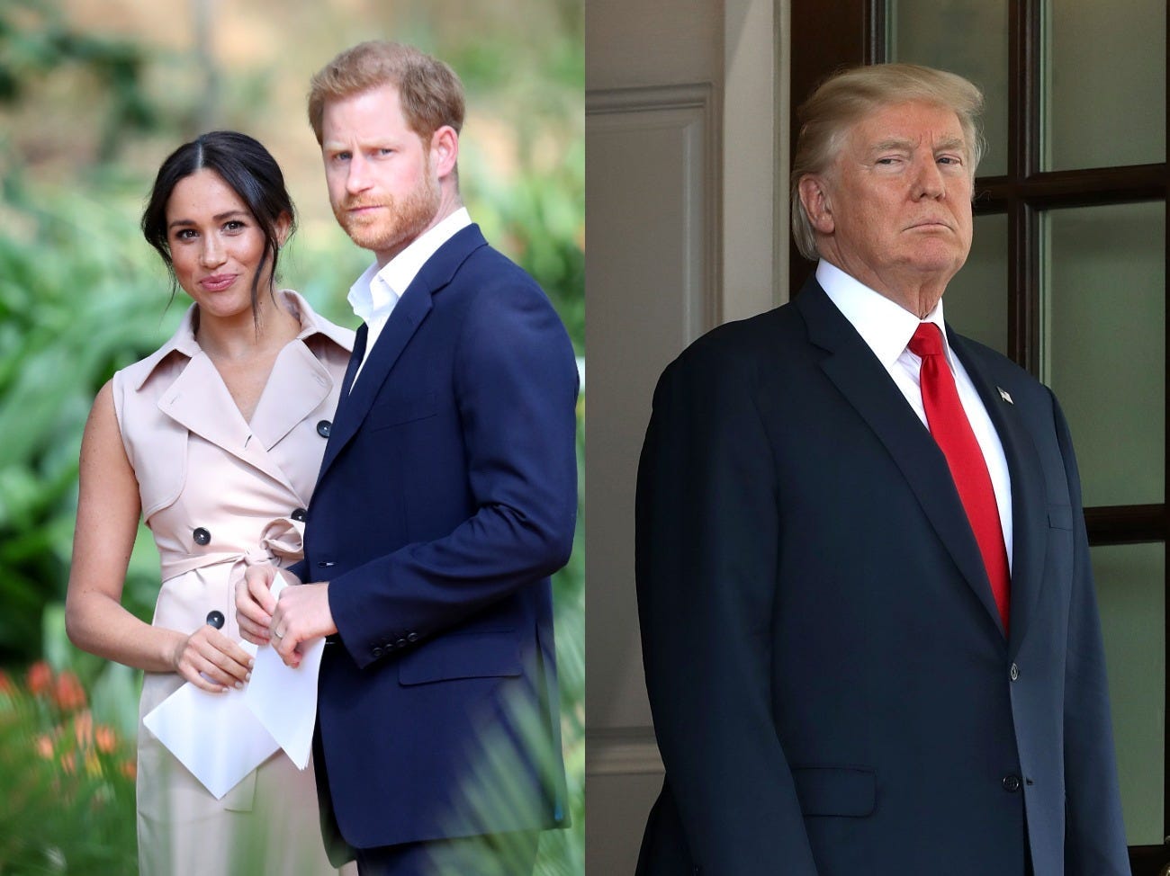 Meghan Markle, Prince Harry and Donald Trump.