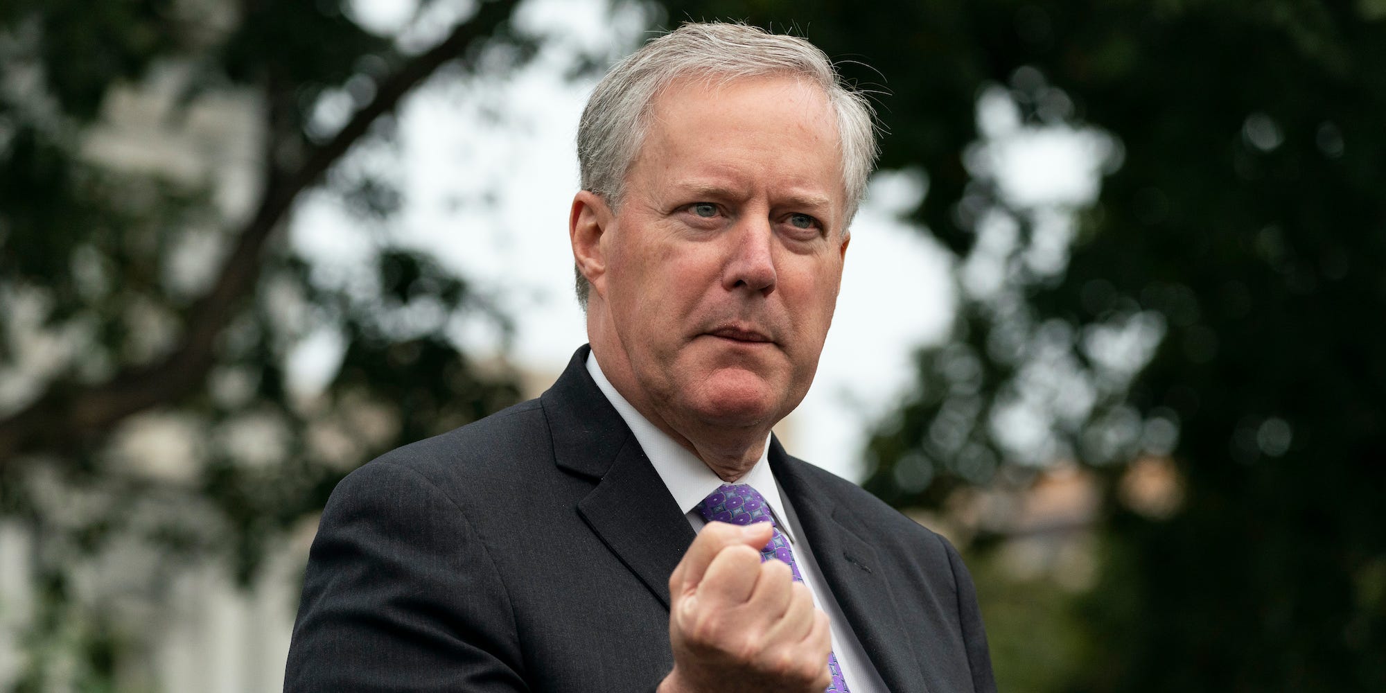 White House Chief of Staff Mark Meadows speaks with reporters at the White House, Thursday, Sept. 17, 2020, in Washington.