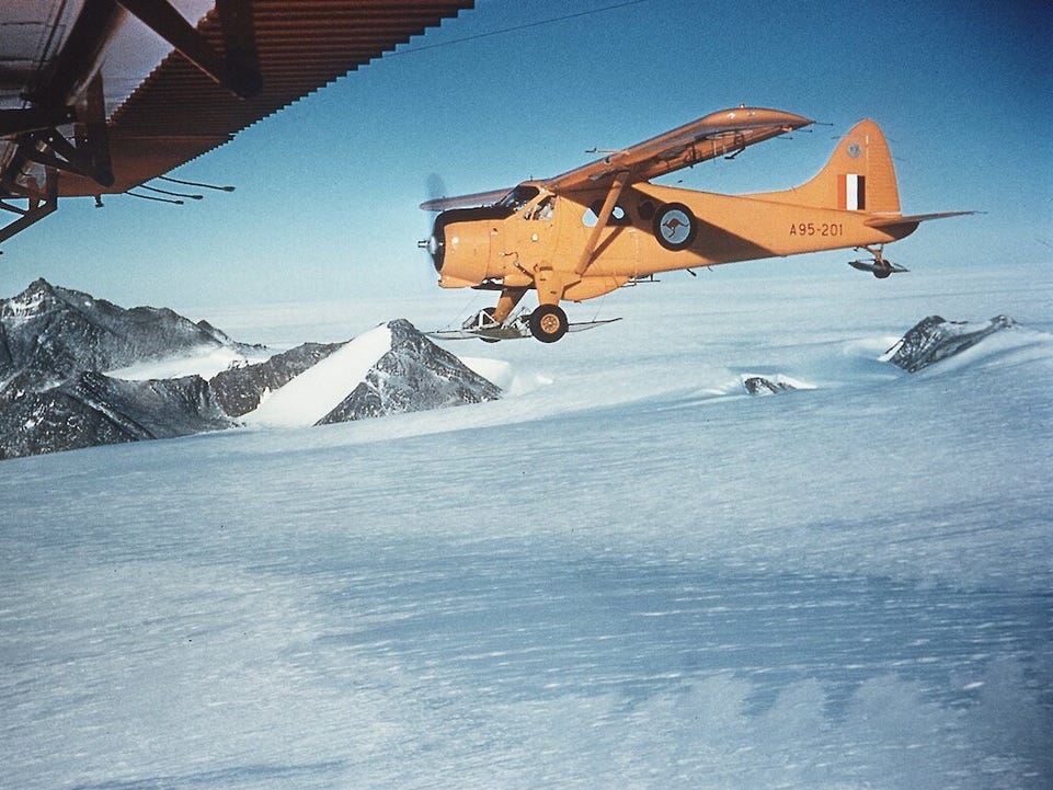 Australian DHC-2 Beaver flying over Mt Henderson in 1959.