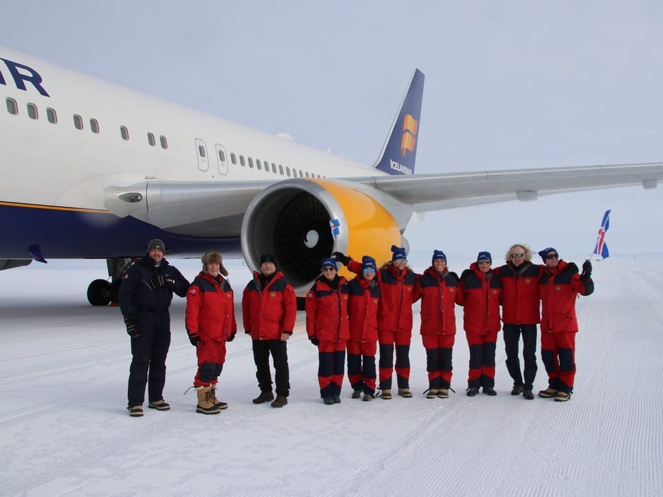 Icelandair Boeing 767 in Antarctica.