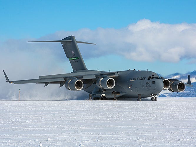 US Air Force C-17 on Antarctica.