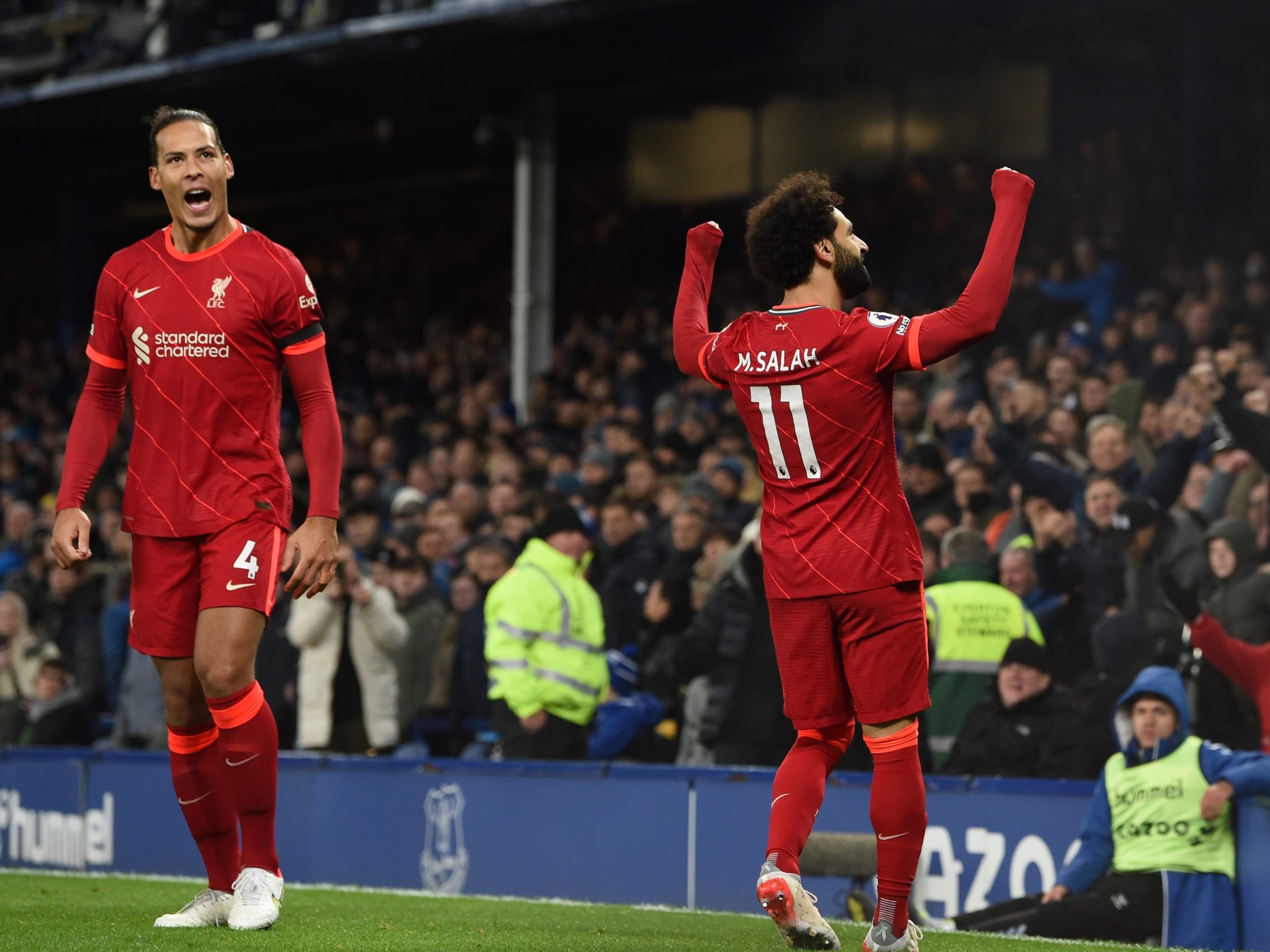 Mo Salah celebrates.