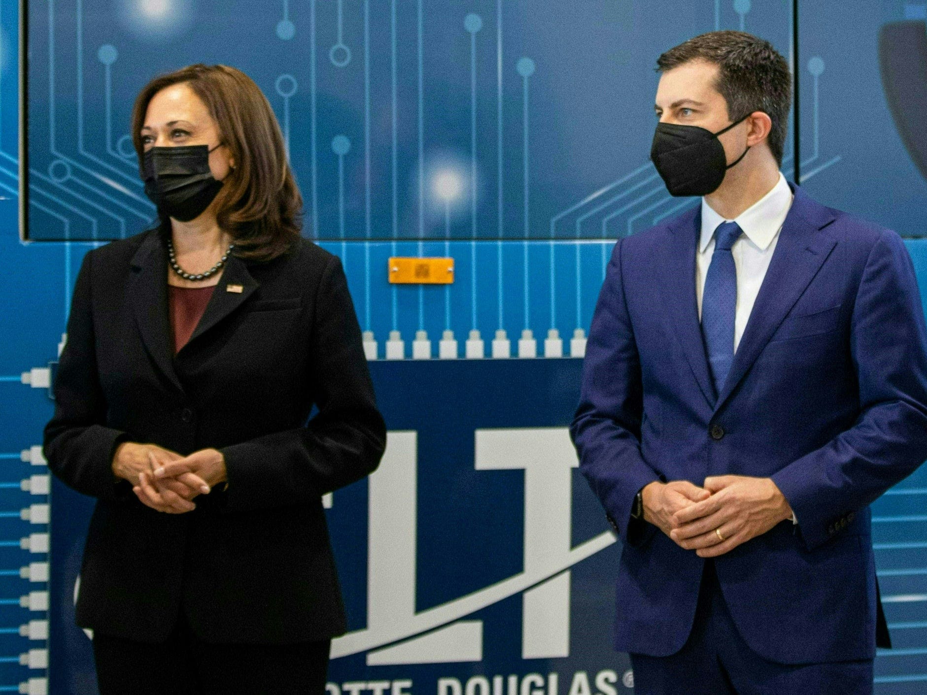 Vice President Kamala Harris and Transportation Secretary Pete Buttigieg