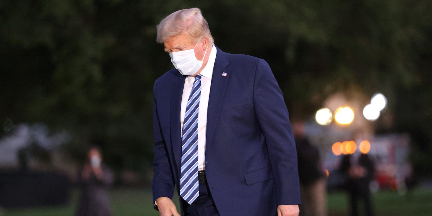 Donald Trump with face mask on