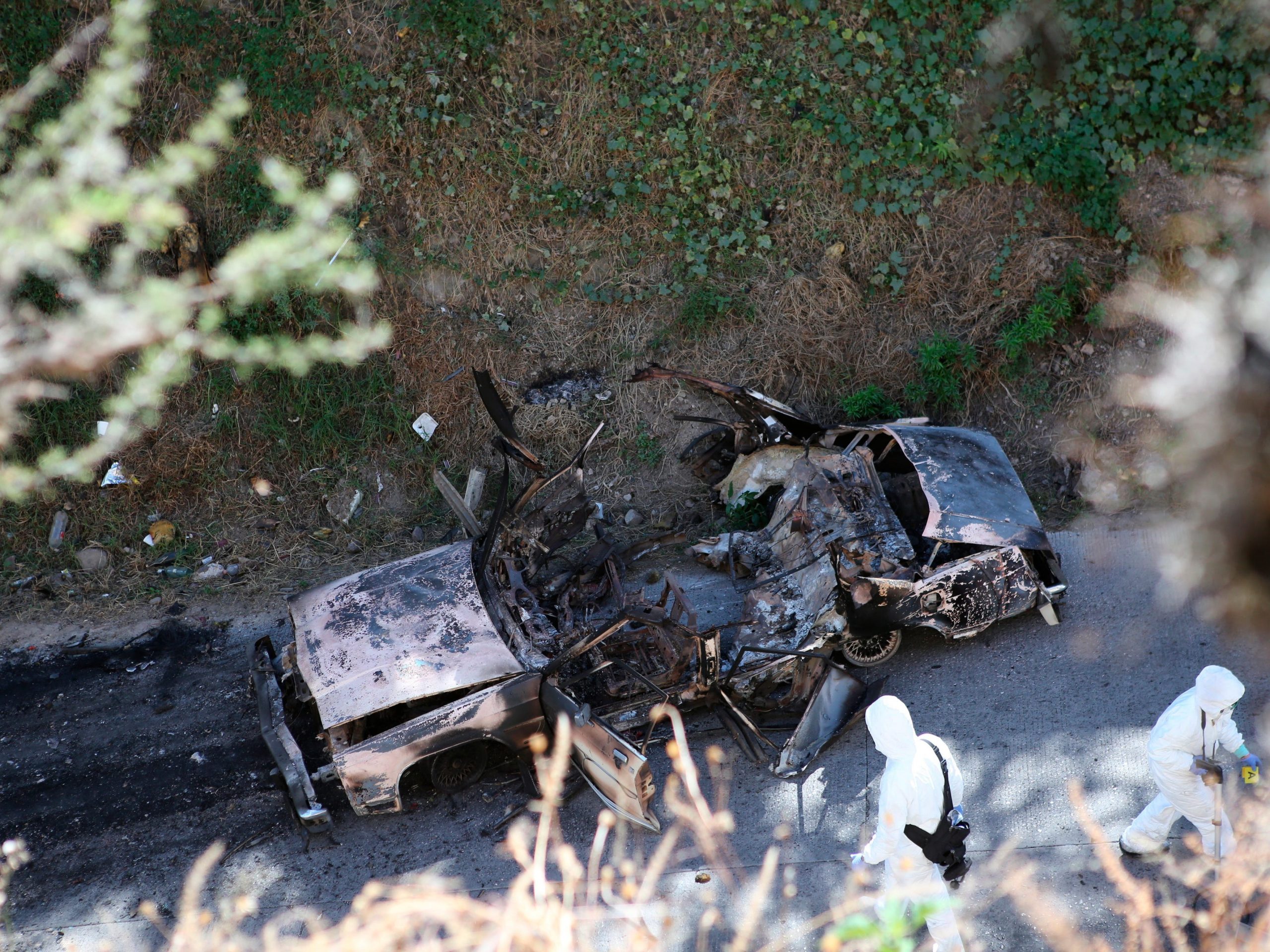 Burned out car in Tula, Mexico