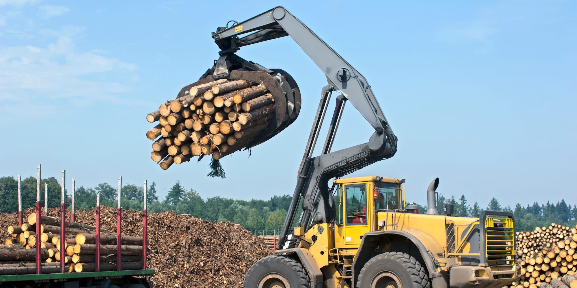 Worker loading lumber