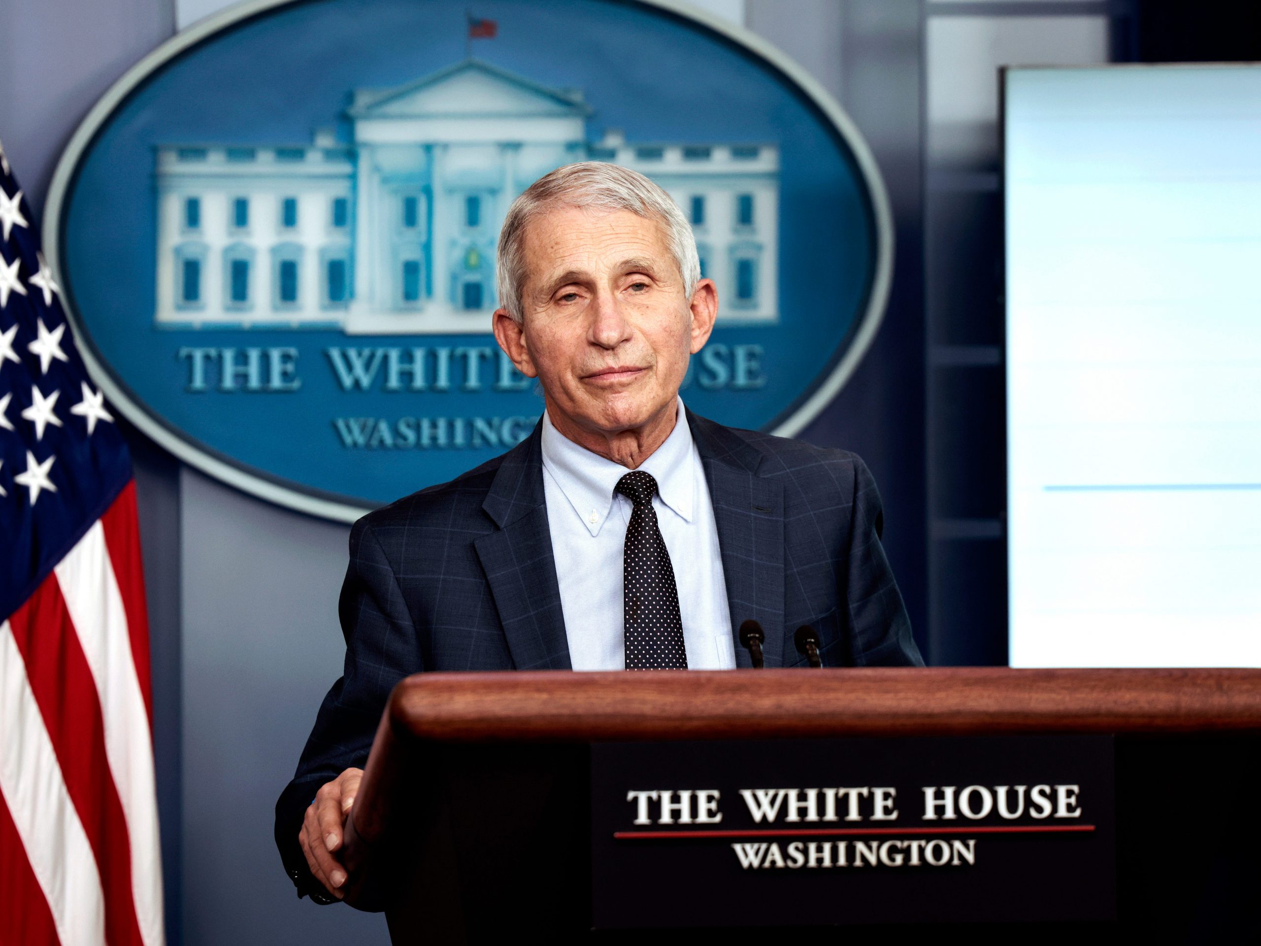 Dr. Anthony Fauci, director of the National Institute of Allergy and Infectious Diseases and the Chief Medical Advisor to the President, delivers an update on the Omicron COVID-19 variant during the daily press briefing at the White House on December 01, 2021 in Washington, DC.