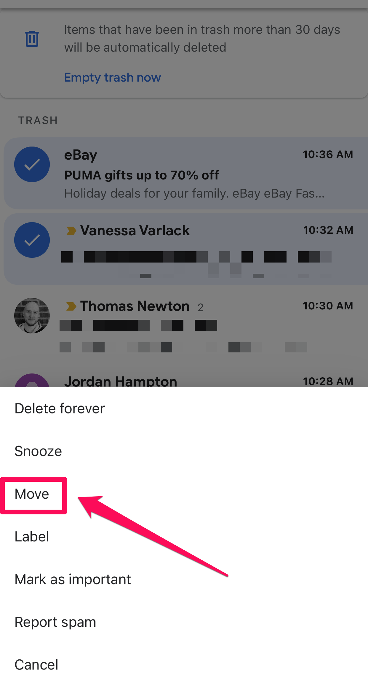 The Gmail app on iPhone