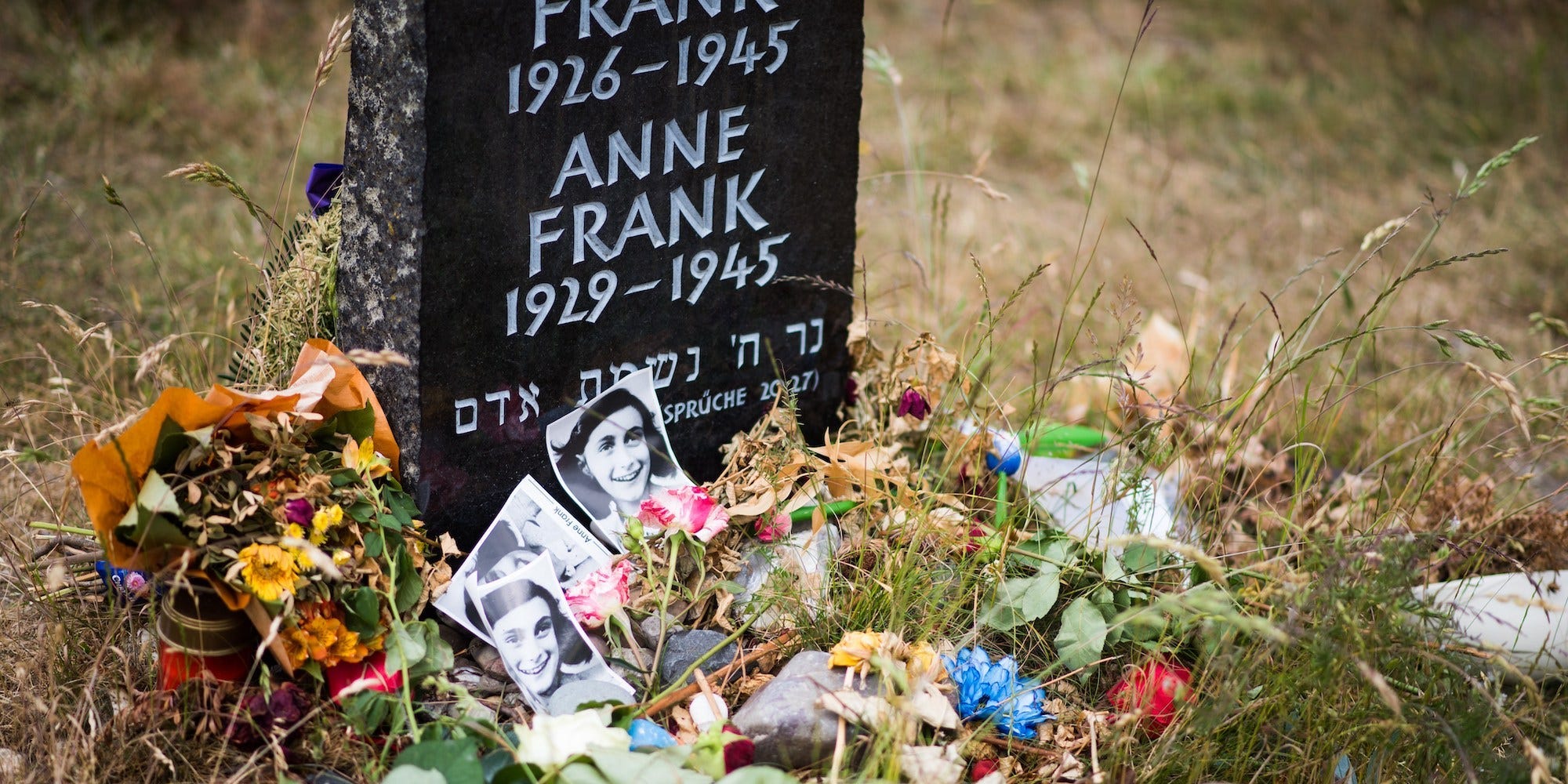 A memorial stone for Margot Frank and Anne Frank is pictured on the grounds of the former Prisoner of War (POW) and concentration camps Bergen-Belsen in Bergen,Germany, on June 21, 2015.