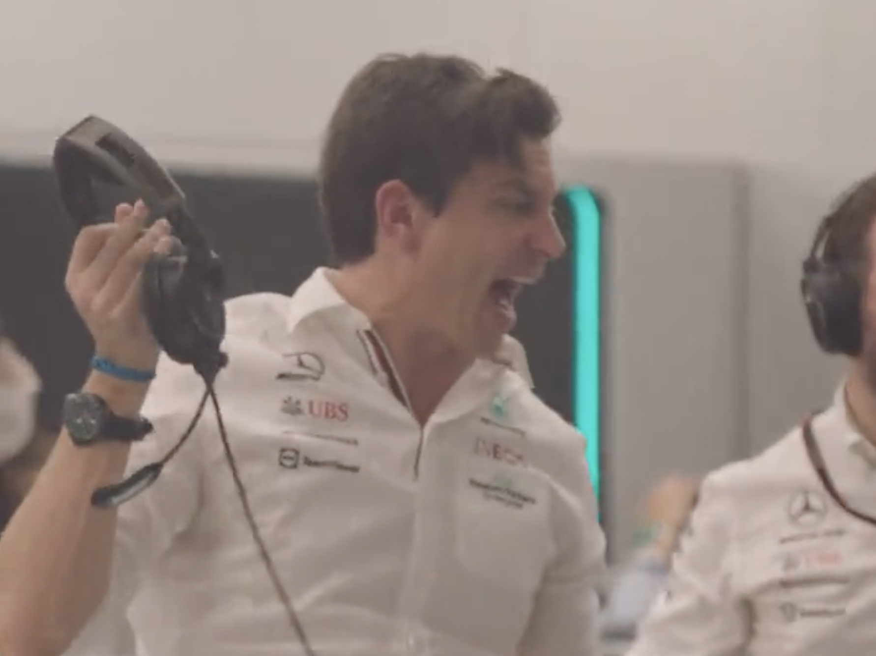 Toto Wolff screams during the Saudi Arabia Grand Prix.