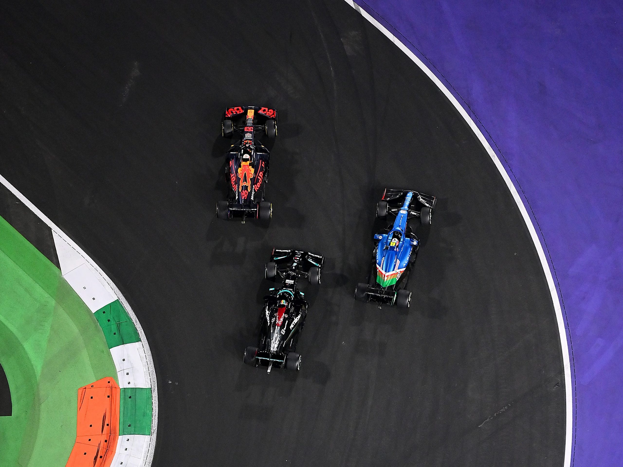 Max Verstappen, Lewis Hamilton and Esteban Ocon at the Saudi Arabia Grand Prix.
