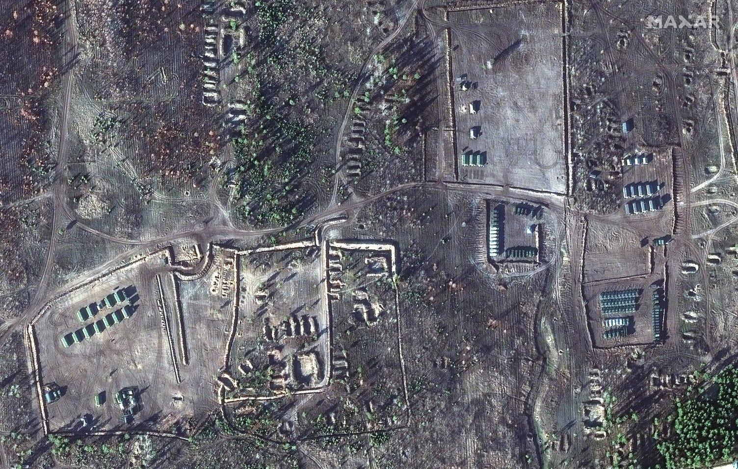 A second Russian battle group can be seen in the Pogonovo training area.