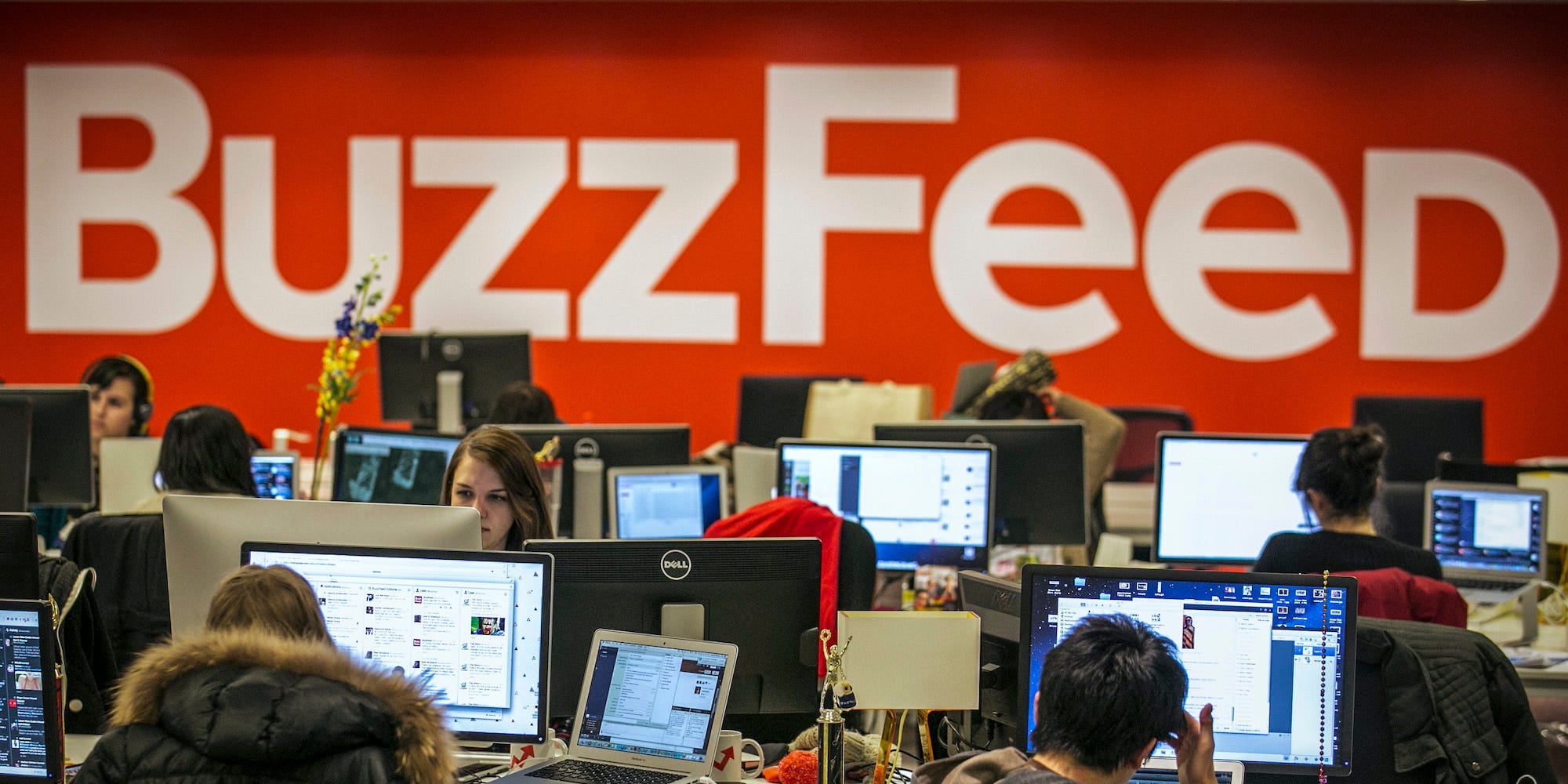 BuzzFeed employees working at the office