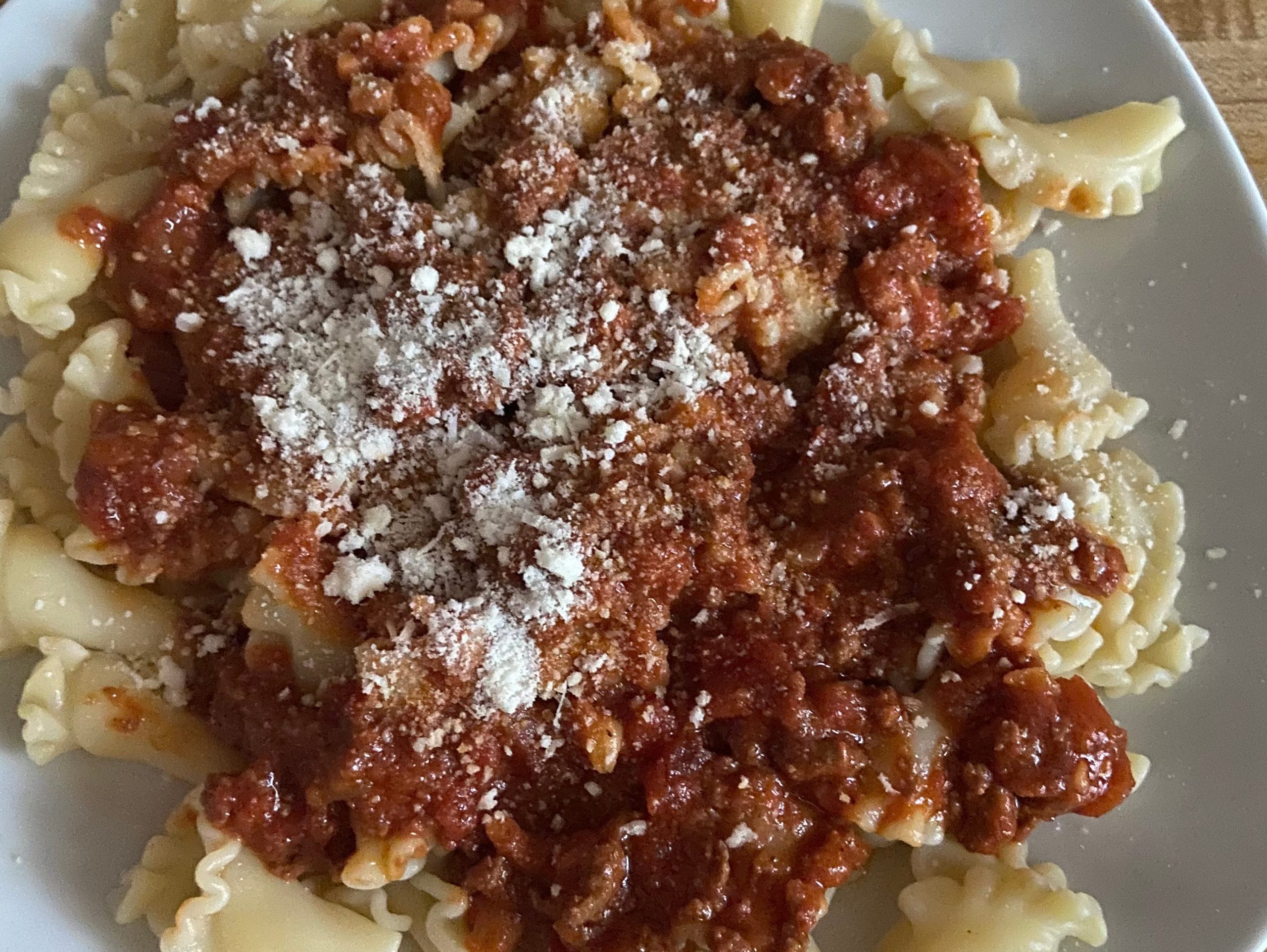 plate of homemade pasta bolognese