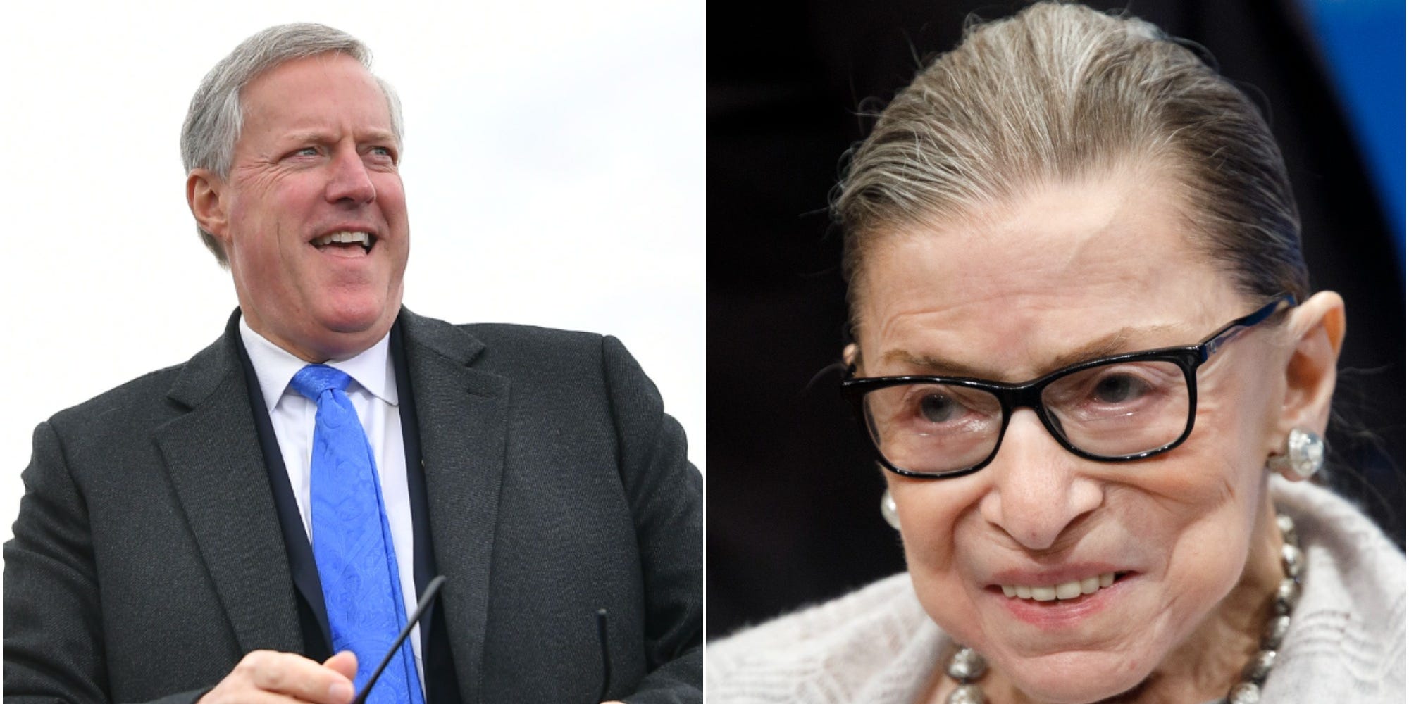 Former White House Chief of Staff Mark Meadows and the late Supreme Court Justice Ruth Bader Ginsburg.