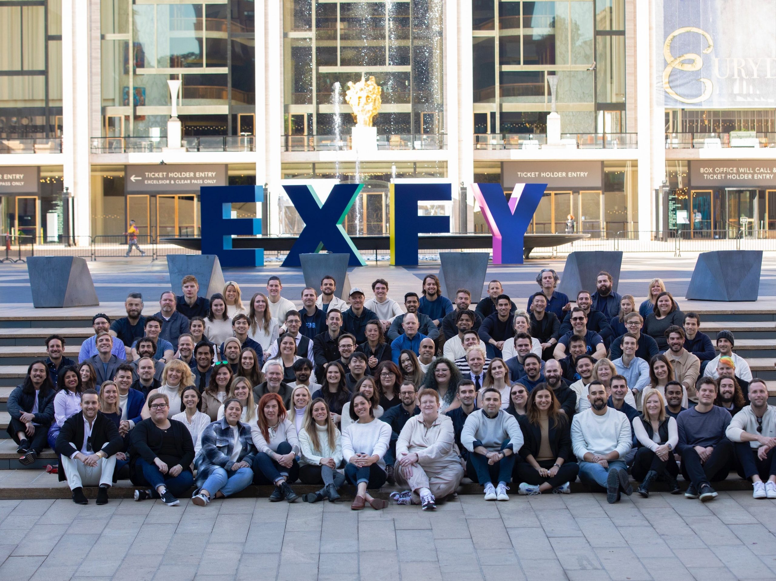Expensify employees gathered in New York on the day of its public offering.