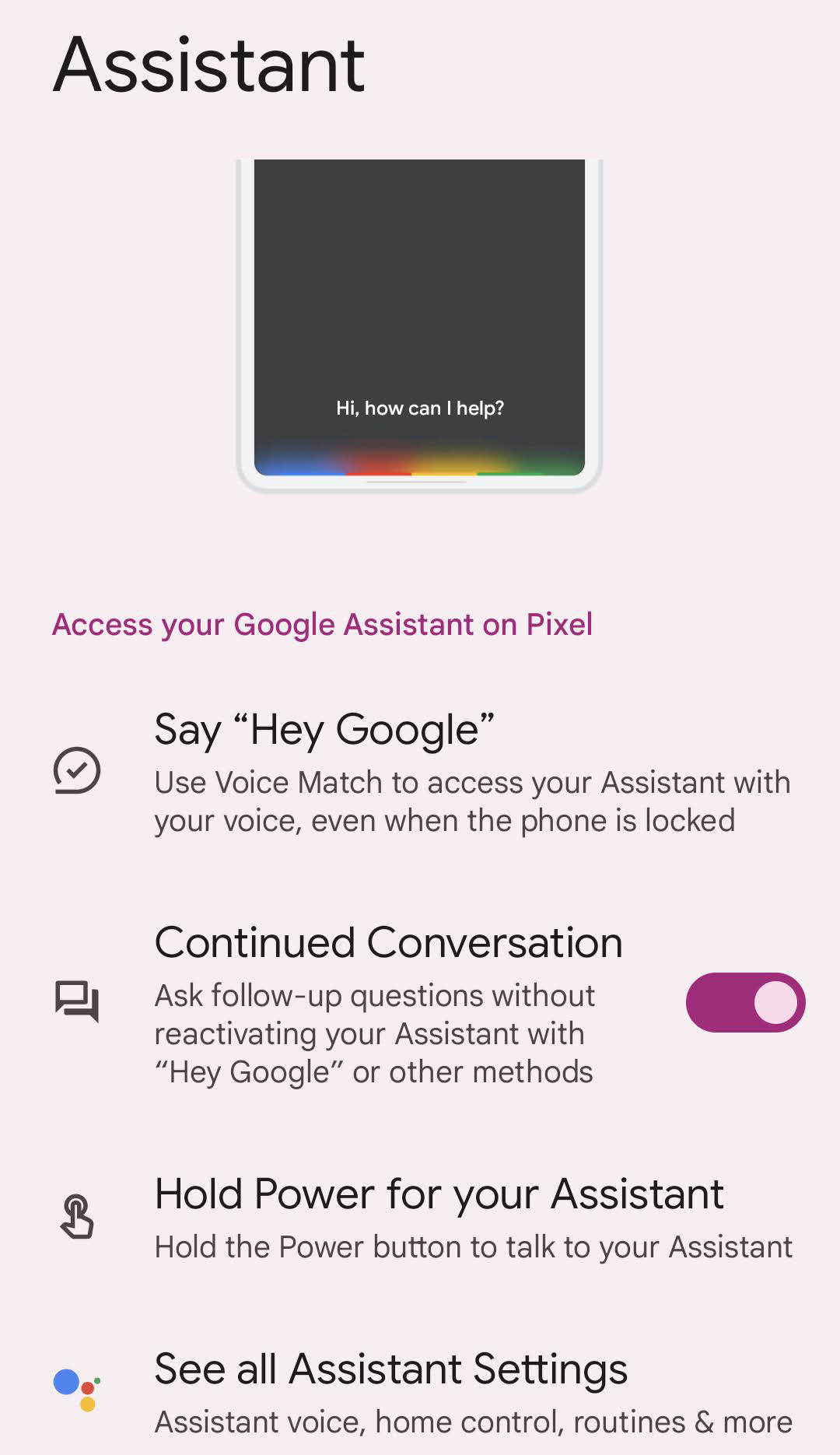 Settings on Android