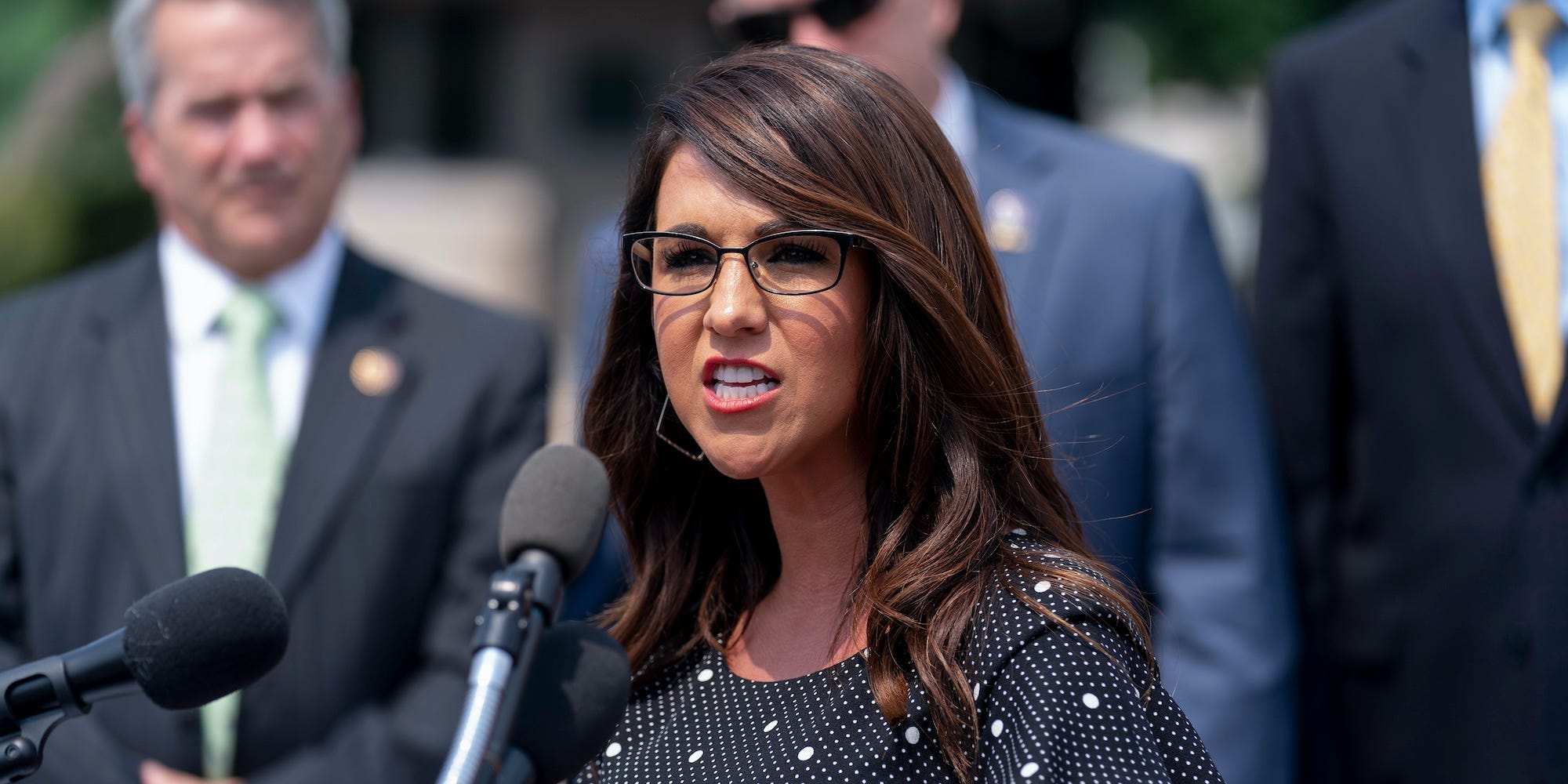 In this July 29, 2021, file photo, Rep. Lauren Boebert, R-Colo., speaks at a news conference held by members of the House Freedom Caucus on Capitol Hill in Washington.