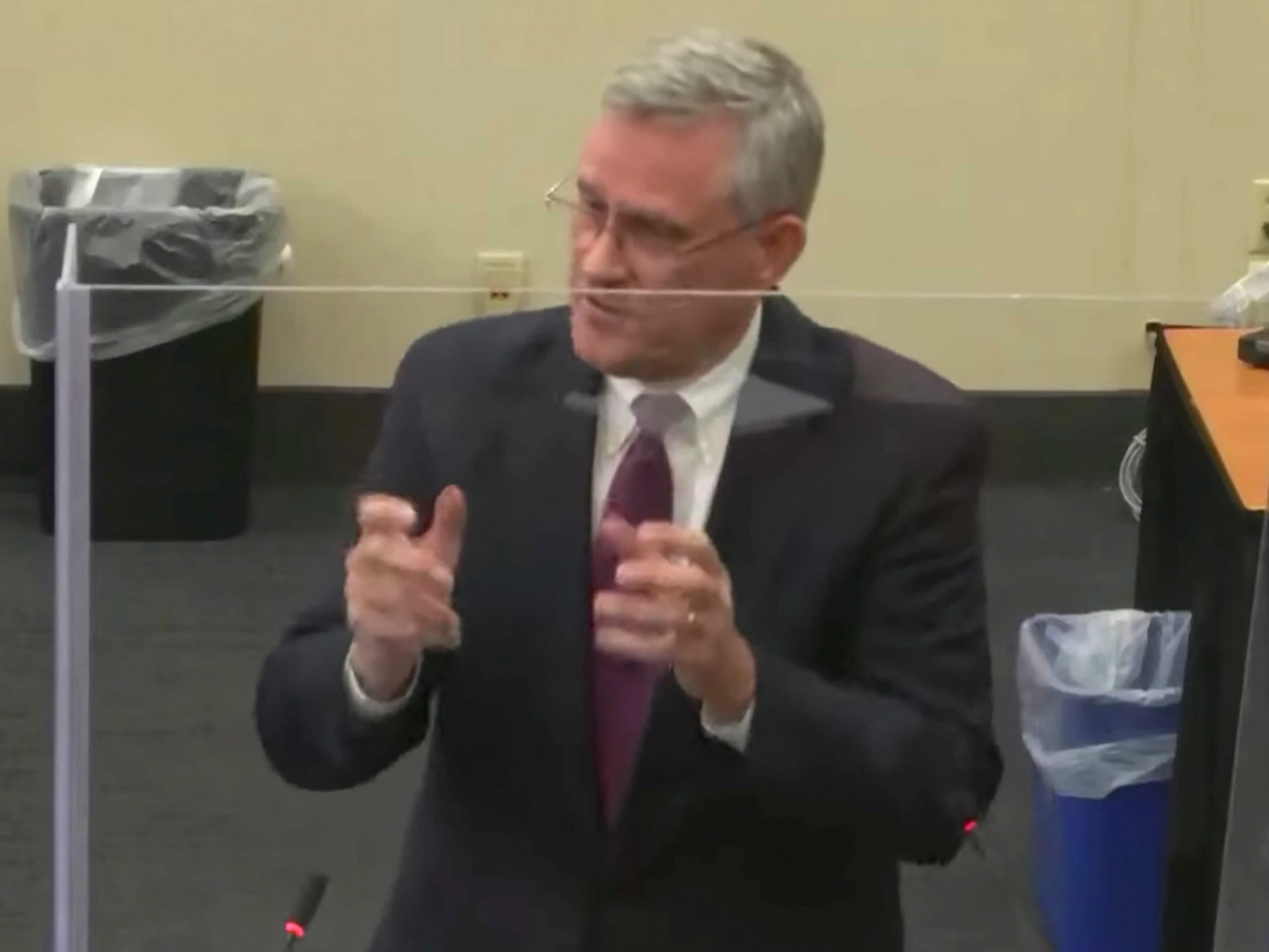 In this screen grab from video, defense attorney Paul Engh delivers an opening statement as Hennepin County Judge Regina Chu presides over court Wednesday, Dec. 8, 2021, in the trial of former Brooklyn Center police Officer Kim Potter in the April 11, 2021, death of Daunte Wright, at the Hennepin County Courthouse in Minneapolis, Minn.