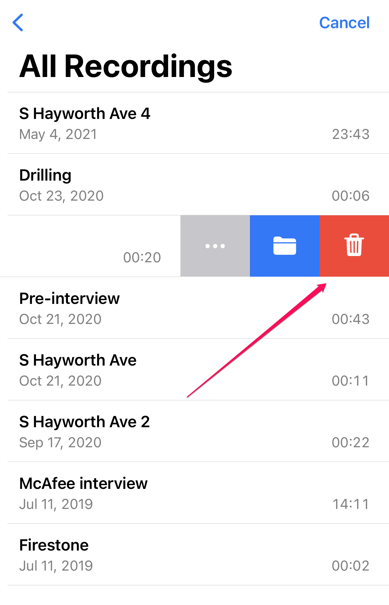 The Voice Memos app on iPhone.