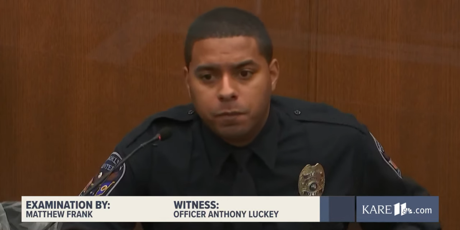 Officer Anthony Wright testifies in court.