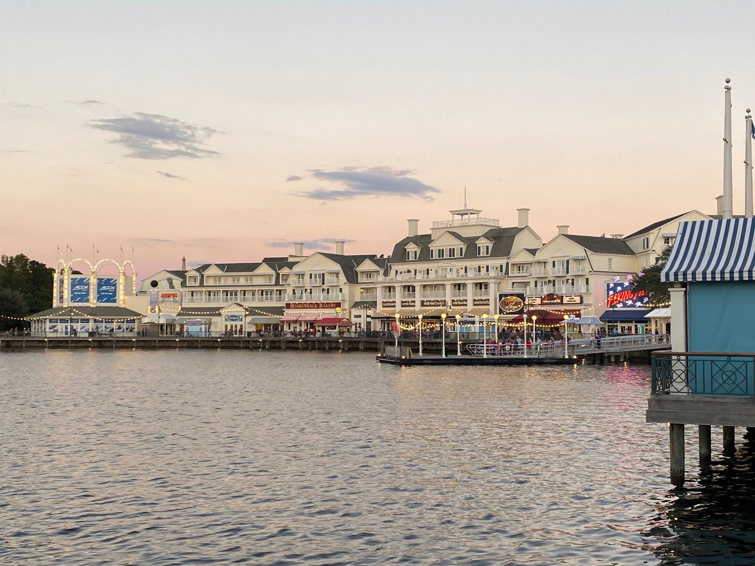 view of disney boardwalk from the yacht club resort