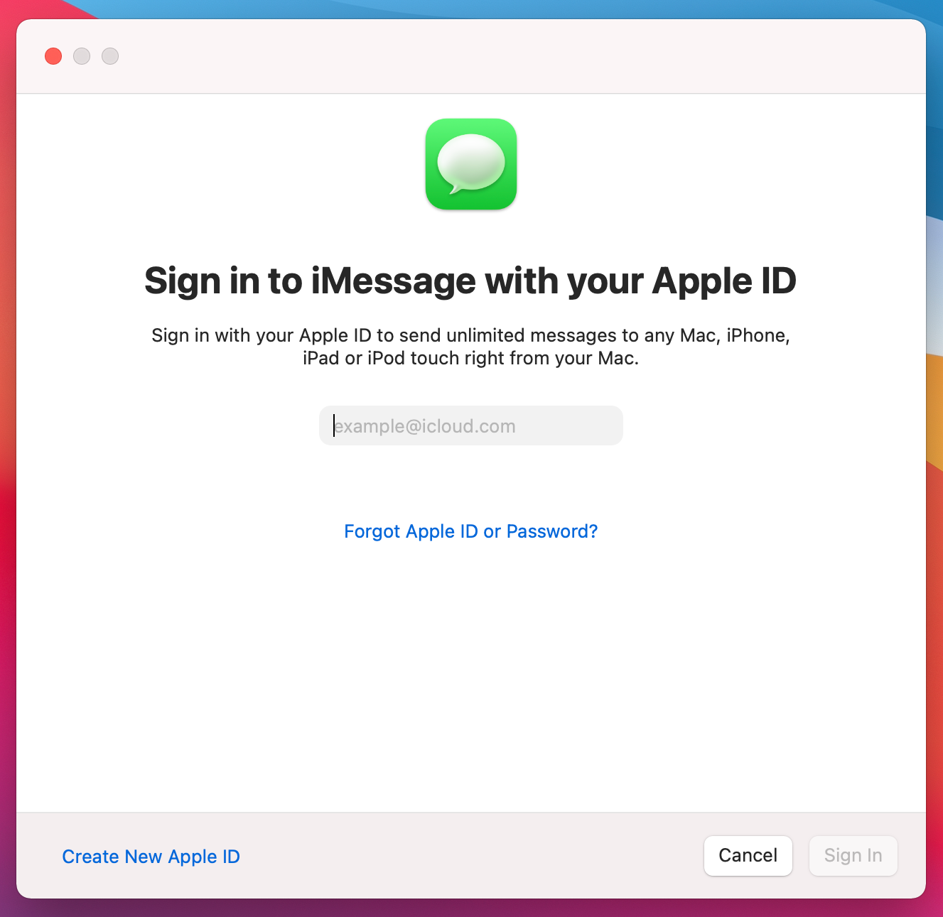 The Messages app on a Mac.