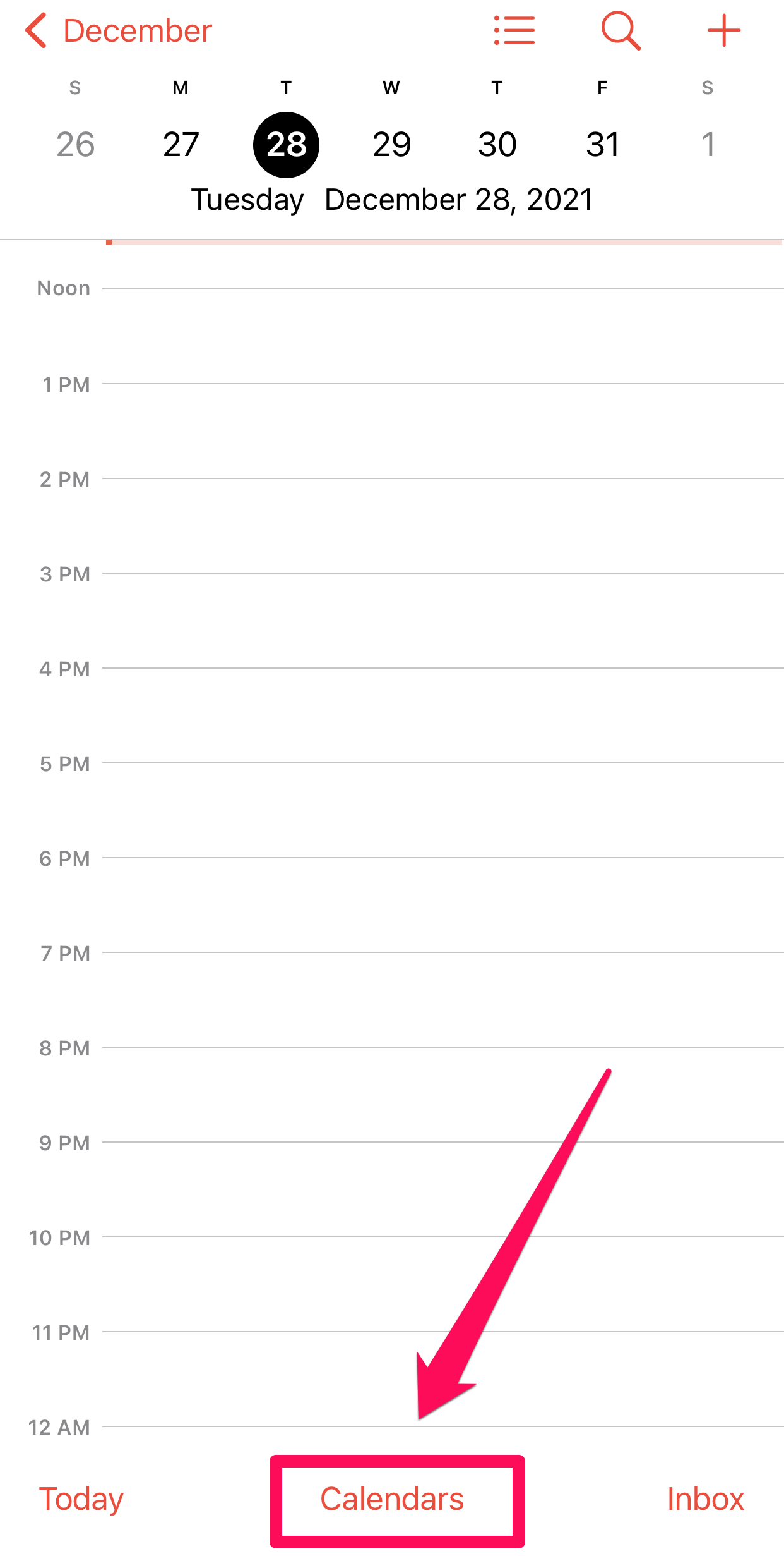 Calendars app for iOS