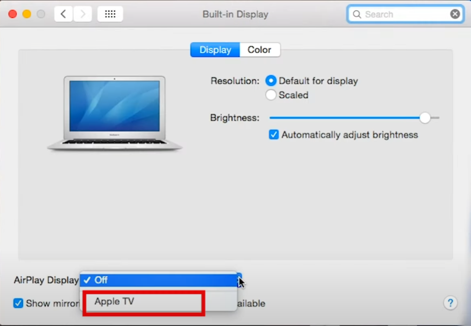 Display settings for MacOS