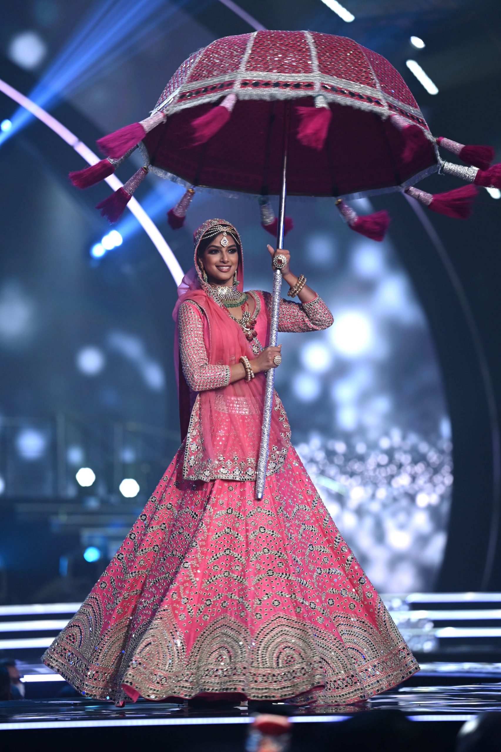 Miss India participates in the 2021 Miss Universe National Costume Contest.