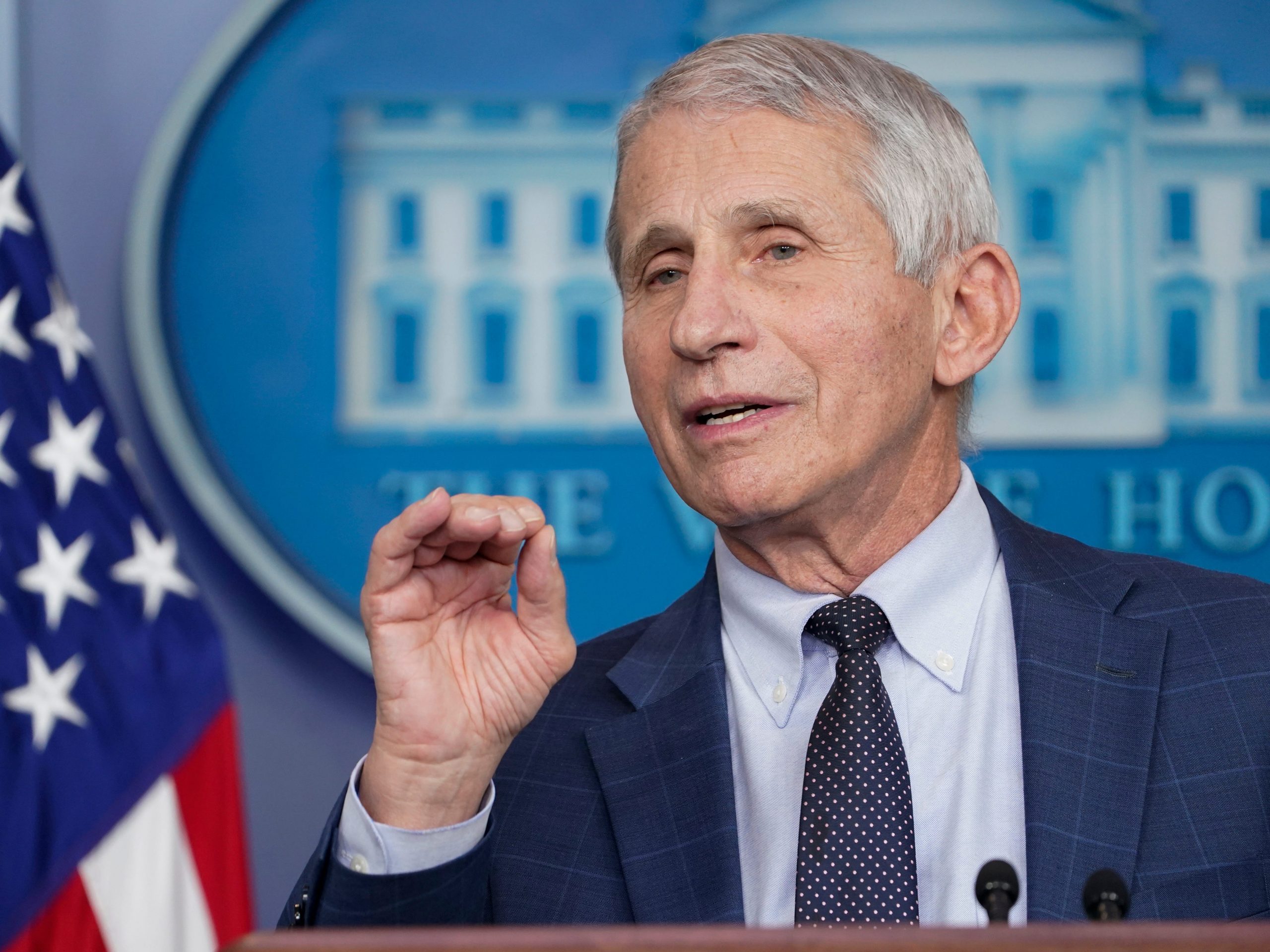 Dr. Anthony Fauci, director of the National Institute of Allergy and Infectious Diseases, speaks during the daily briefing at the White House in Washington, Wednesday, Dec. 1, 2021.