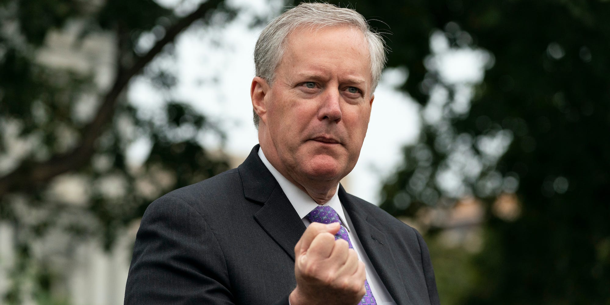 White House Chief of Staff Mark Meadows speaks with reporters at the White House, Thursday, Sept. 17, 2020, in Washington.