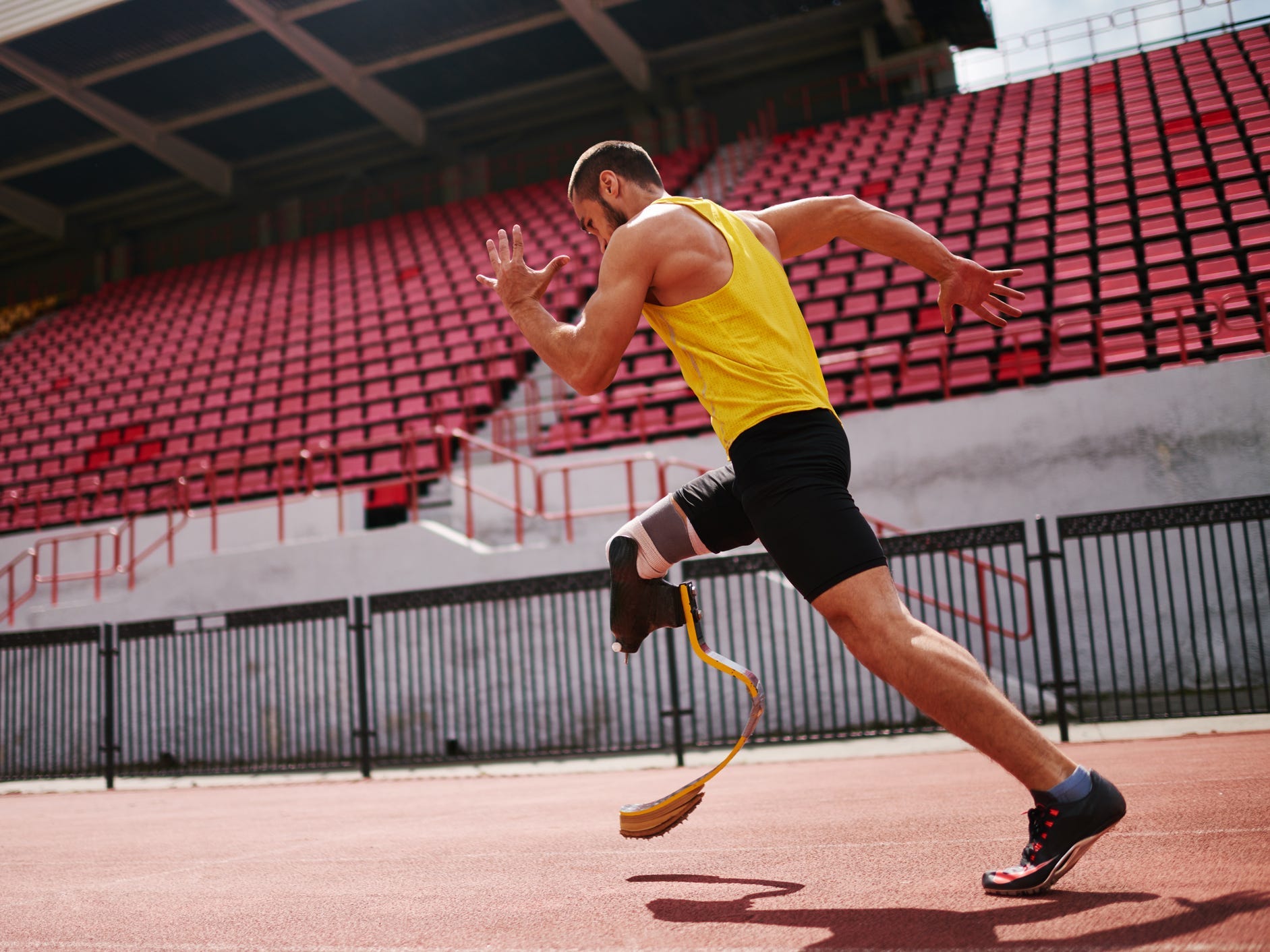 A man running on a track.