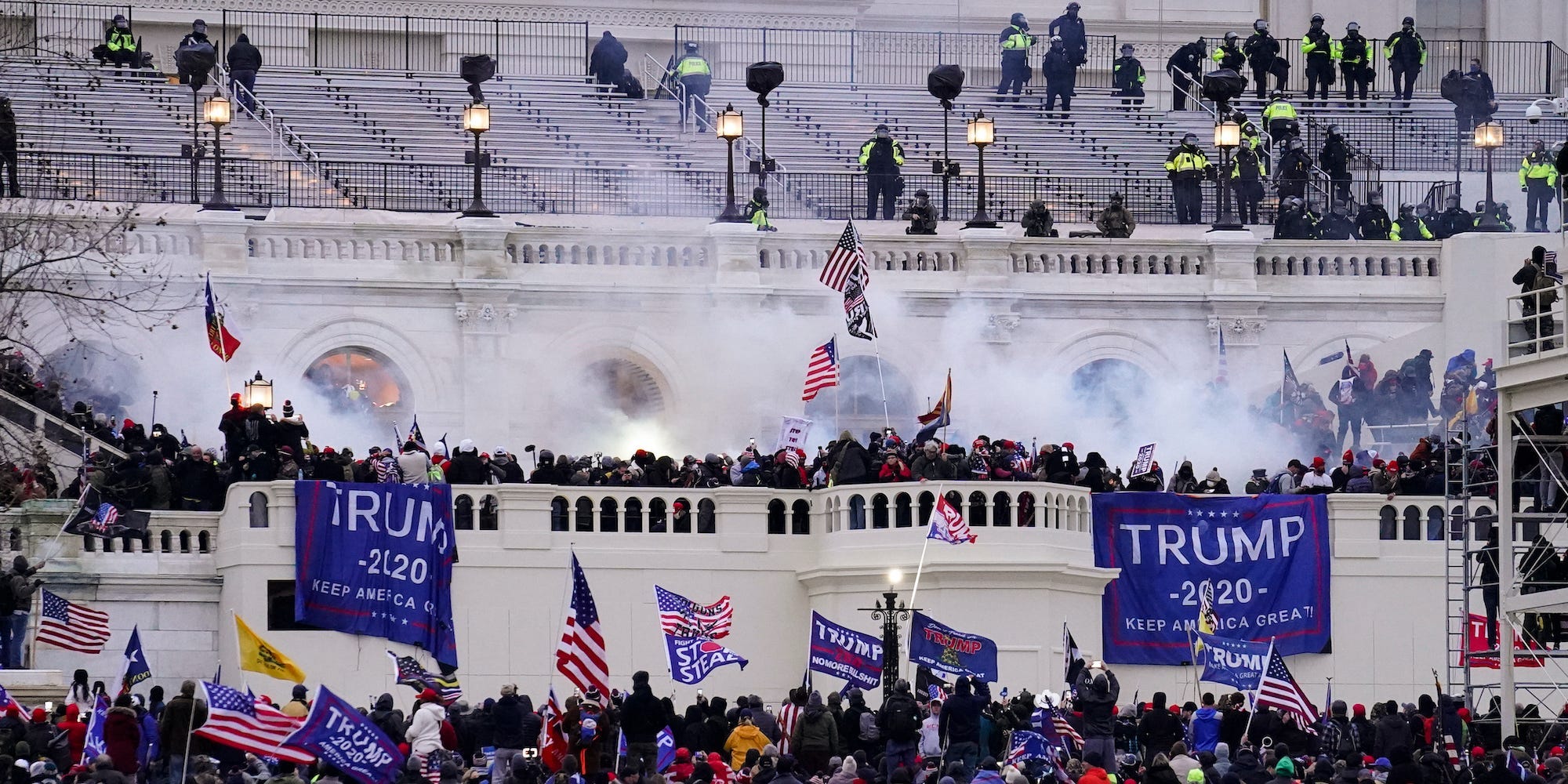 Violent protesters, loyal to President Donald Trump, storm the Capitol, Wednesday, Jan. 6, 2021, in Washington