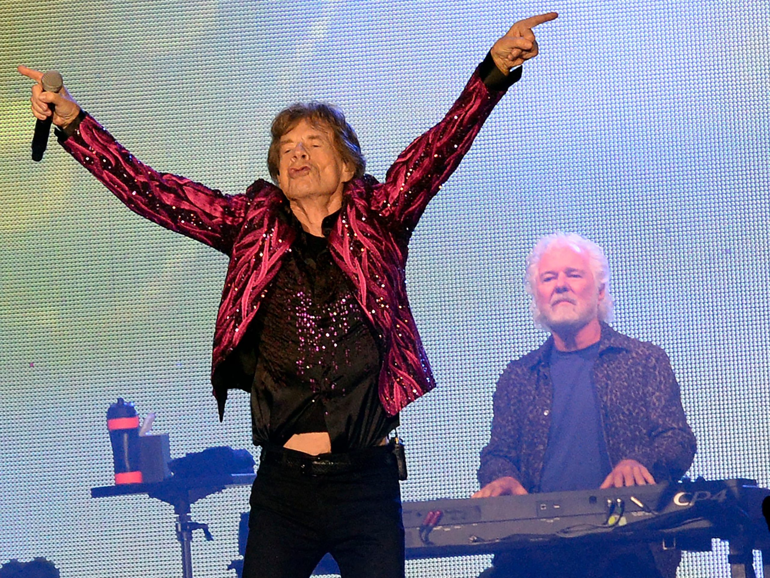 Mick Jagger and Chuck Leavell performing in Atlanta on the No Filter Tour in November 2021. Rick Diamond Photography