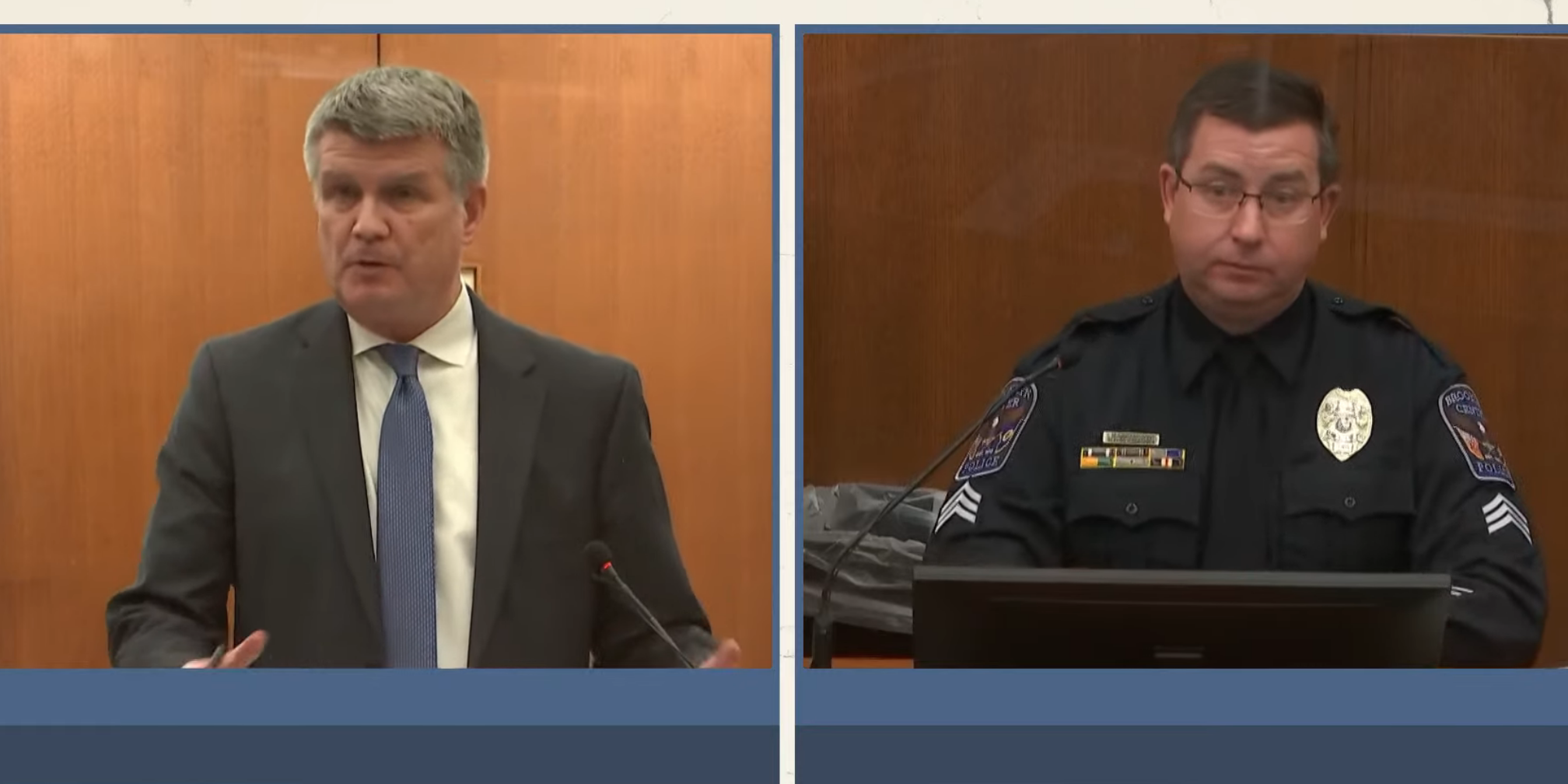 Split screen of Matthew Frank and Sg.t Mike Peterson