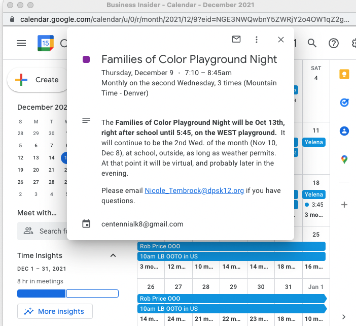 Description of "Families of Color" night