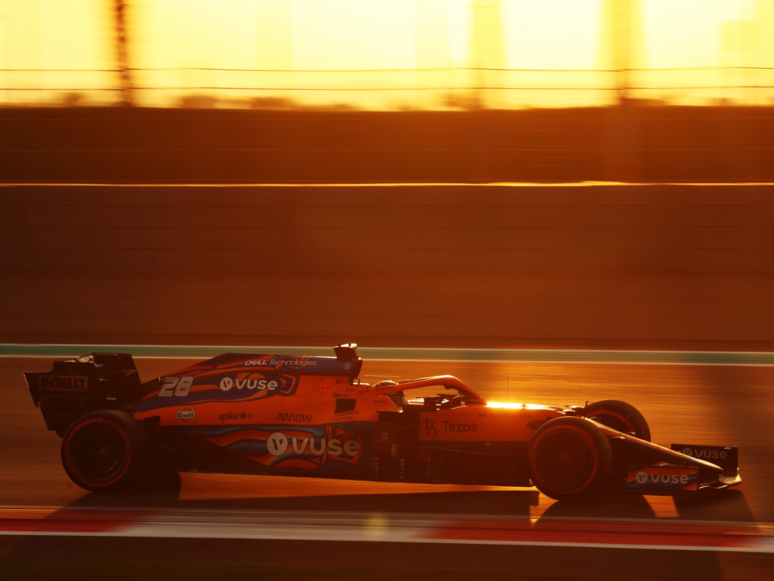 Pato O'Ward tests the McLaren during post-season testing in Abu Dhabi.