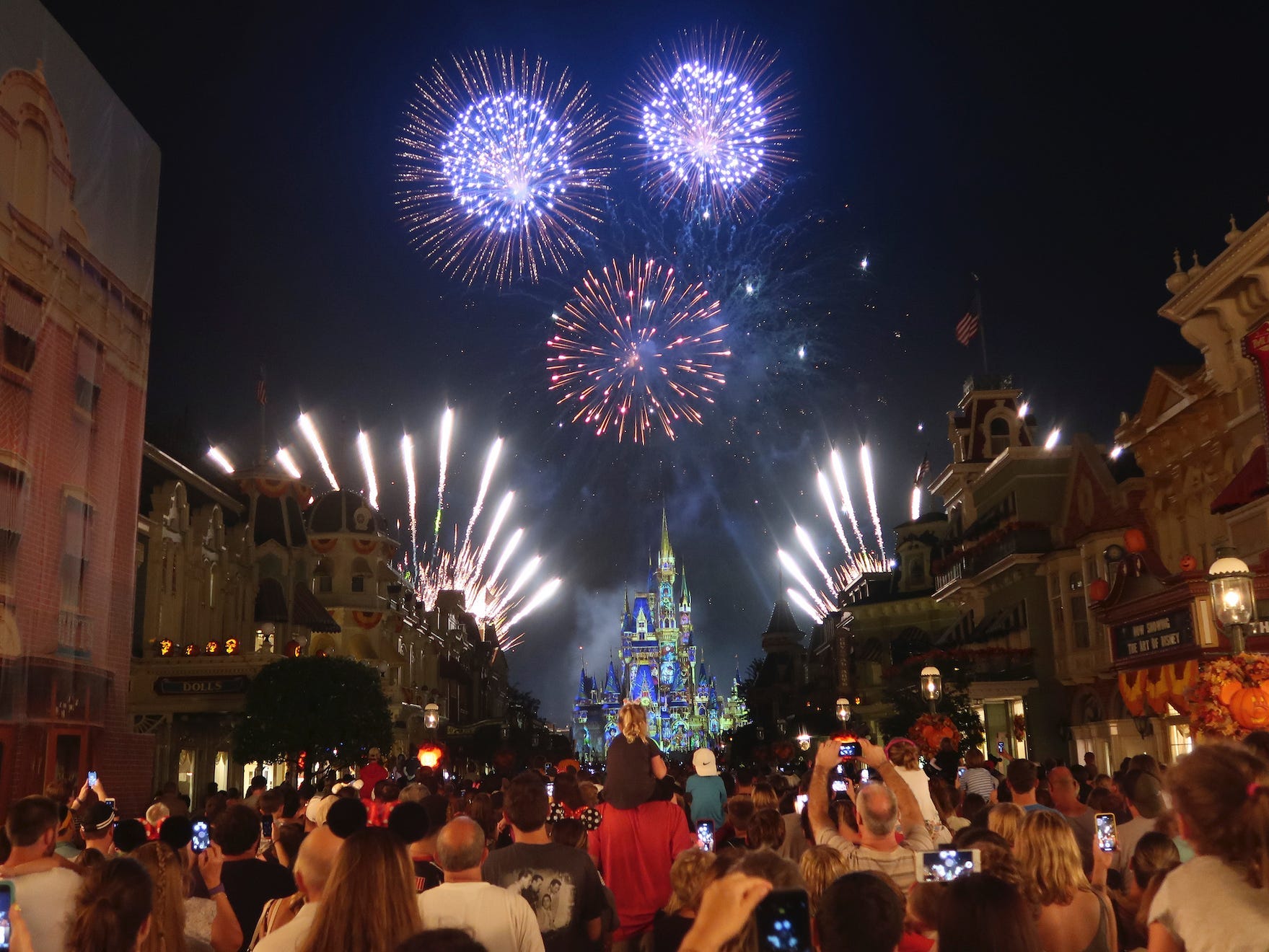 A view of fireworks at Disney World's Magic Kingdom.