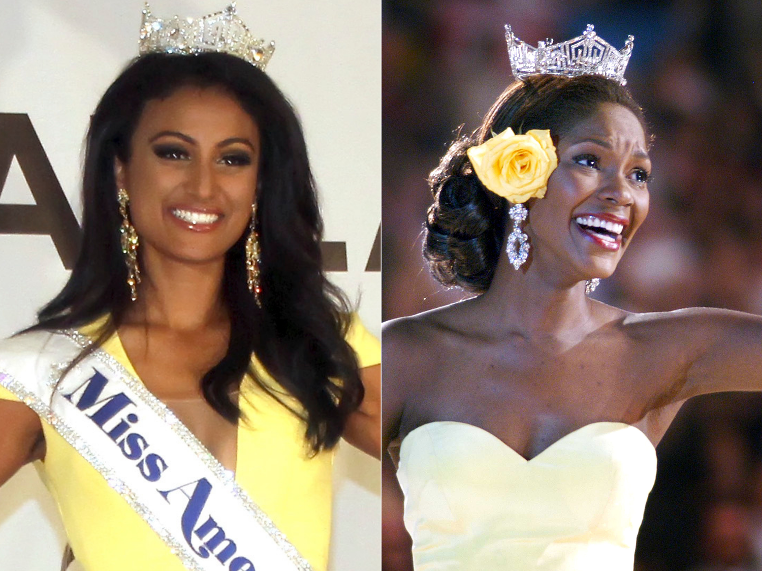 The co-hosts for Miss America 2022 will be former title winners Nina Davuluri (left) and Ericka Dunlap (right).