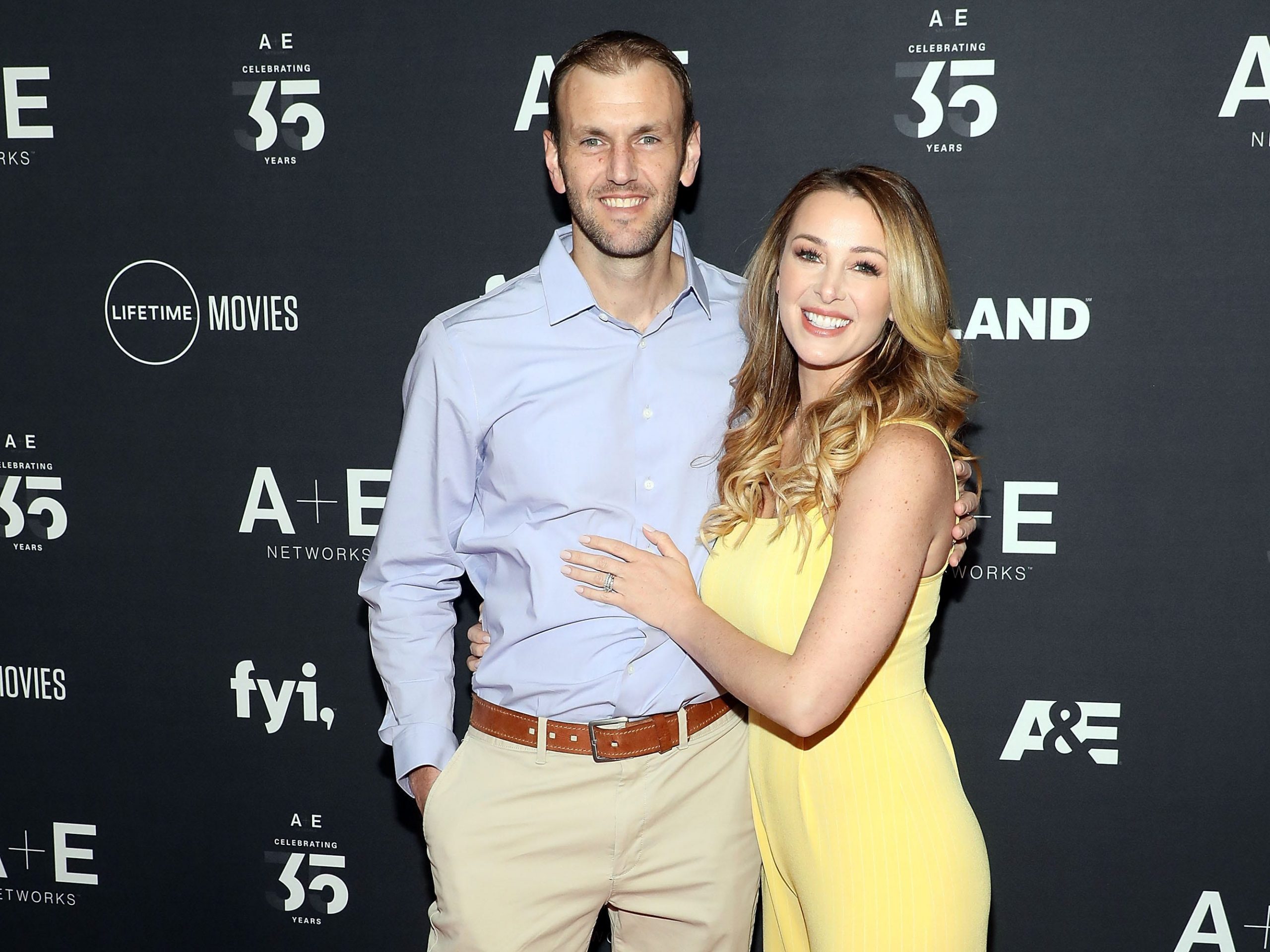 Doug Hehner and Jamie Otis attend the 2019 A+E Upfront at Jazz at Lincoln Center on March 27, 2019 in New York City.