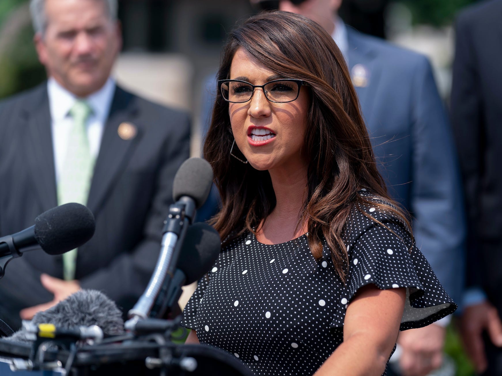 In this July 29, 2021, file photo, Rep. Lauren Boebert, R-Colo., speaks at a news conference held by members of the House Freedom Caucus on Capitol Hill in Washington.