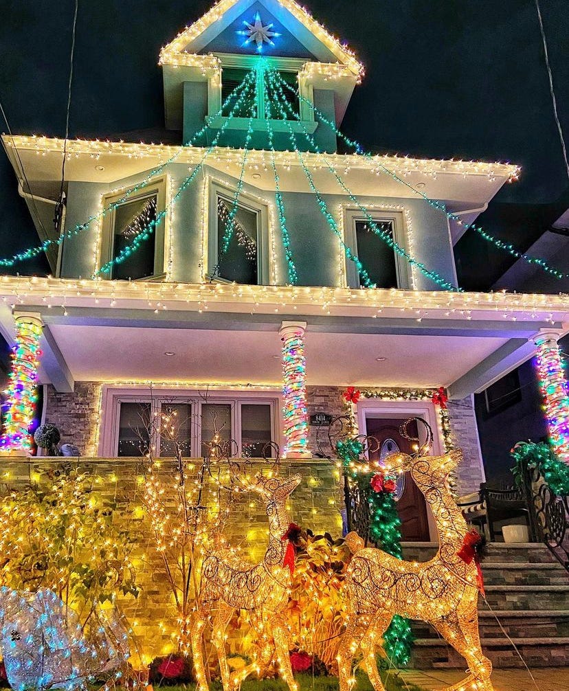 a Christmas lights display in Dyker Heights Brooklyn