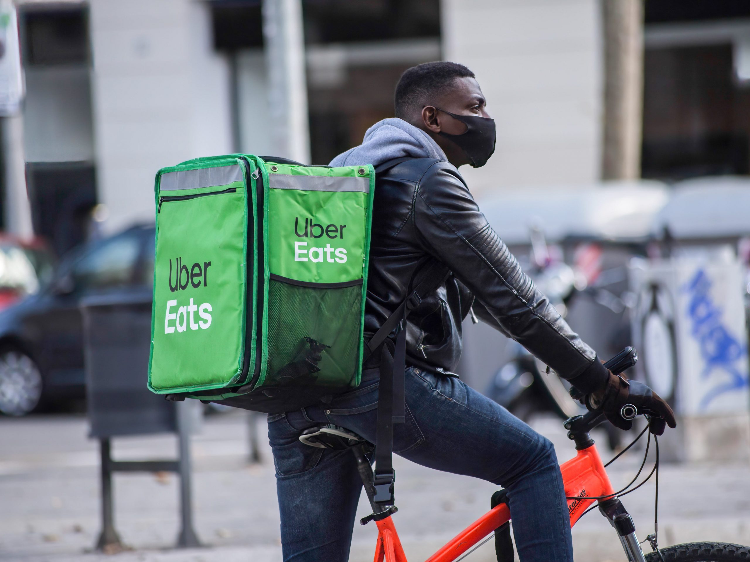 Uber Eats delivery driver on bike