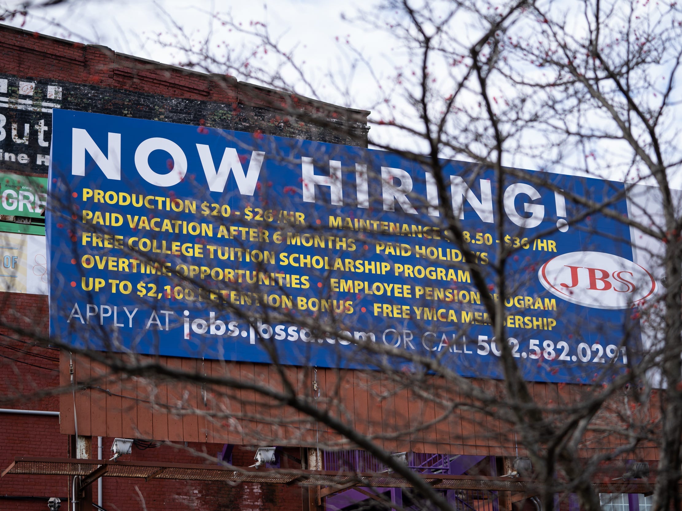 Louisville hiring sign