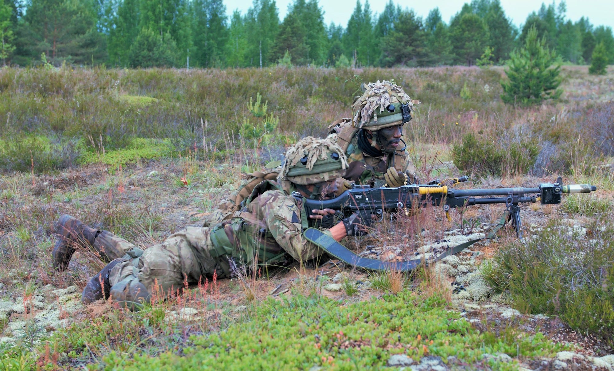 Gurkha soldiers machine gun exercise in Latvia