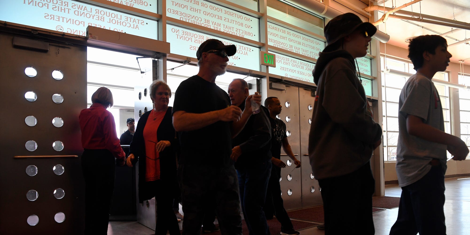 Basketball fans enter the Denver Coliseum for the Colorado High School Basketball Championships Great Eight games March 03, 2018.