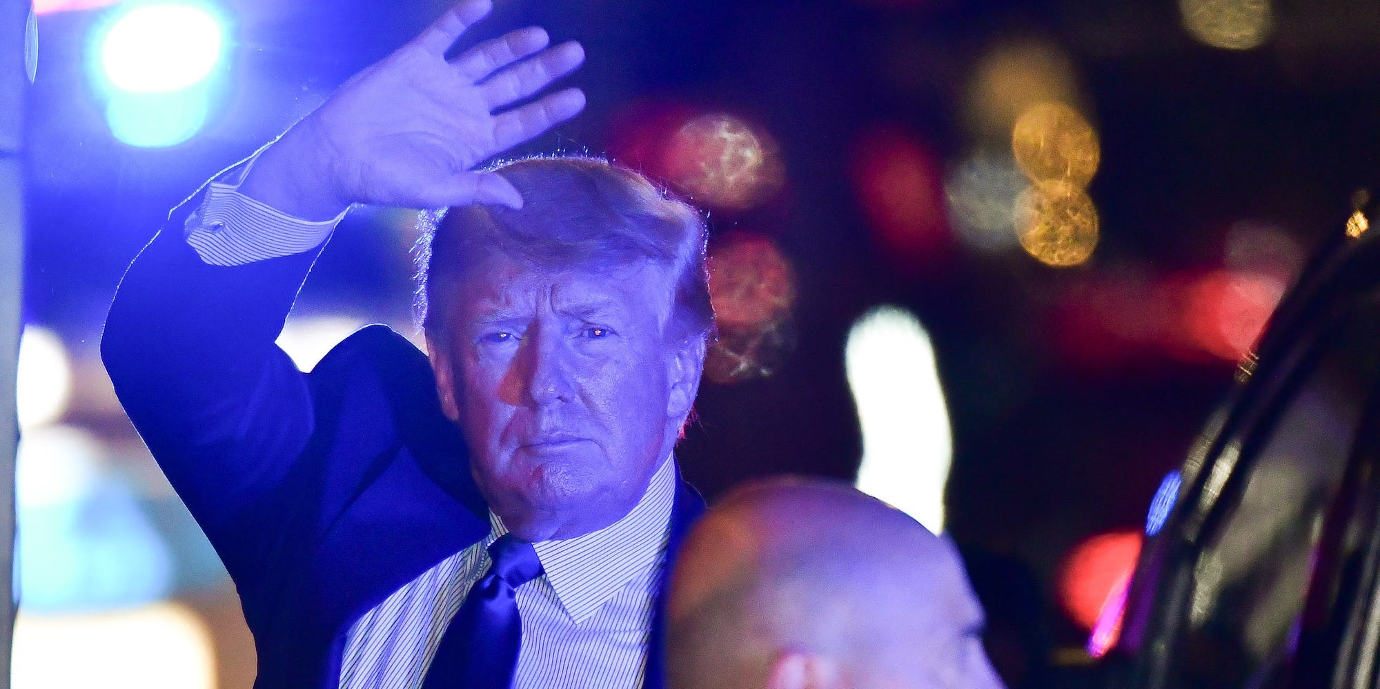 Former U.S. President Donald Trump arrives at Trump Tower in Manhattan on October 17, 2021 in New York City.