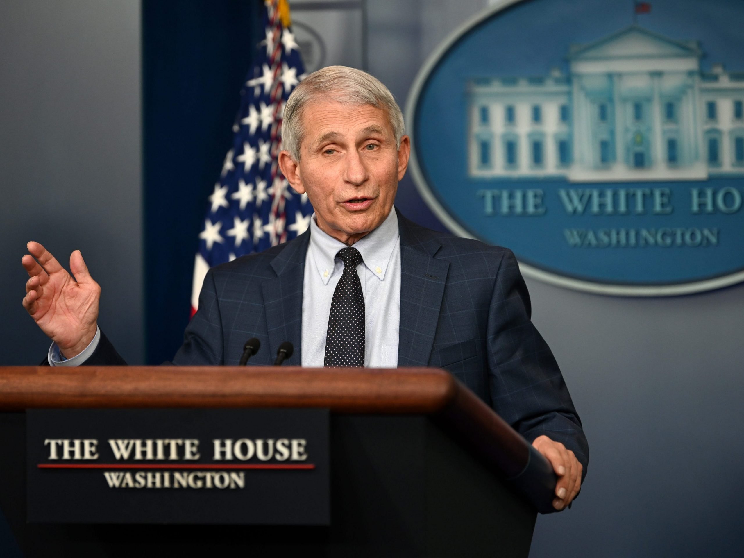 Director of the National Institute of Allergy and Infectious Diseases Anthony Fauci gives an update on the Omicron COVID-19 variant during the daily press briefing at the White House on December 1, 2021 in Washington, DC.